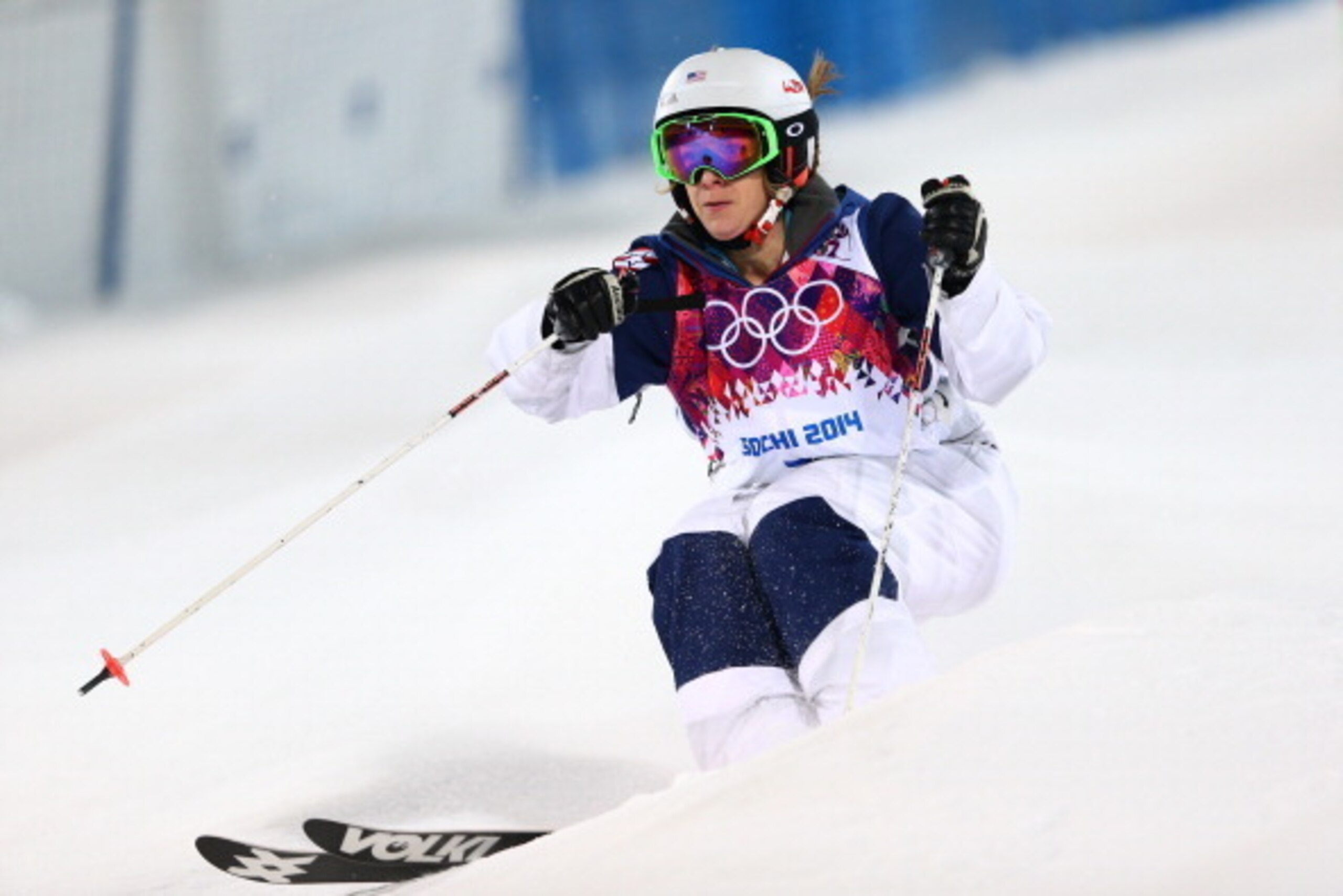 SOCHI, RUSSIA - FEBRUARY 08: Hannah Kearney of the United States competes in the Ladies' Moguls Final 1 on day one of the Sochi 2014 Winter Olympics at Rosa Khutor Extreme Park on February 8, 2014 in Sochi, Russia. (Photo by Cameron Spencer/Getty Images SOCHI, RUSSIA - FEBRUARY 08: Hannah Kearney of the United States competes in the Ladies' Moguls Final 1 on day one of the Sochi 2014 Winter Olympics at Rosa Khutor Extreme Park on February 8, 2014 in Sochi, Russia. (Photo by Cameron Spencer/Getty Images