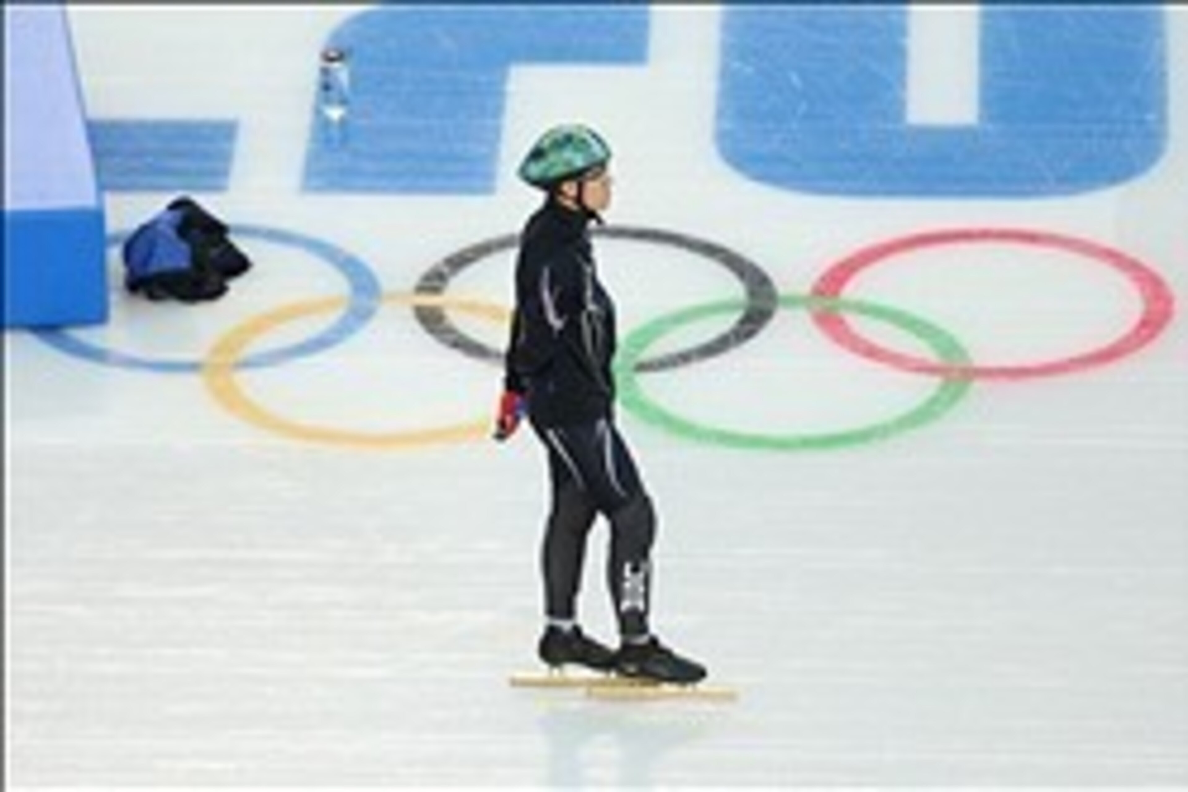 Feb 2, 2014; Sochi, RUSSIA; Short track speed skater J.R. Celski practices during Team USA Short Track training session at Iceberg Skating Palace. Mandatory Credit: Kyle Terada-USA TODAY Sports
