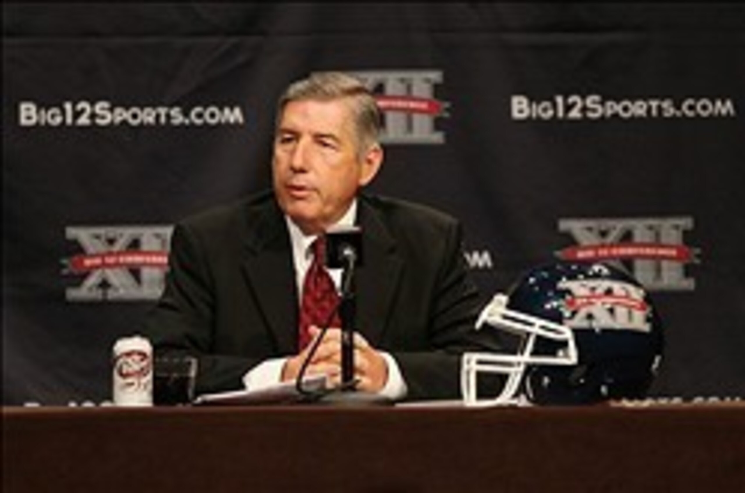 Jul 22, 2013; Dallas, TX, USA; Big 12 commissioner Bob Bowlsby speaks to the media during the Big 12 media days at the Omni Dallas Hotel. Mandatory Credit: Kevin Jairaj-USA TODAY Sports