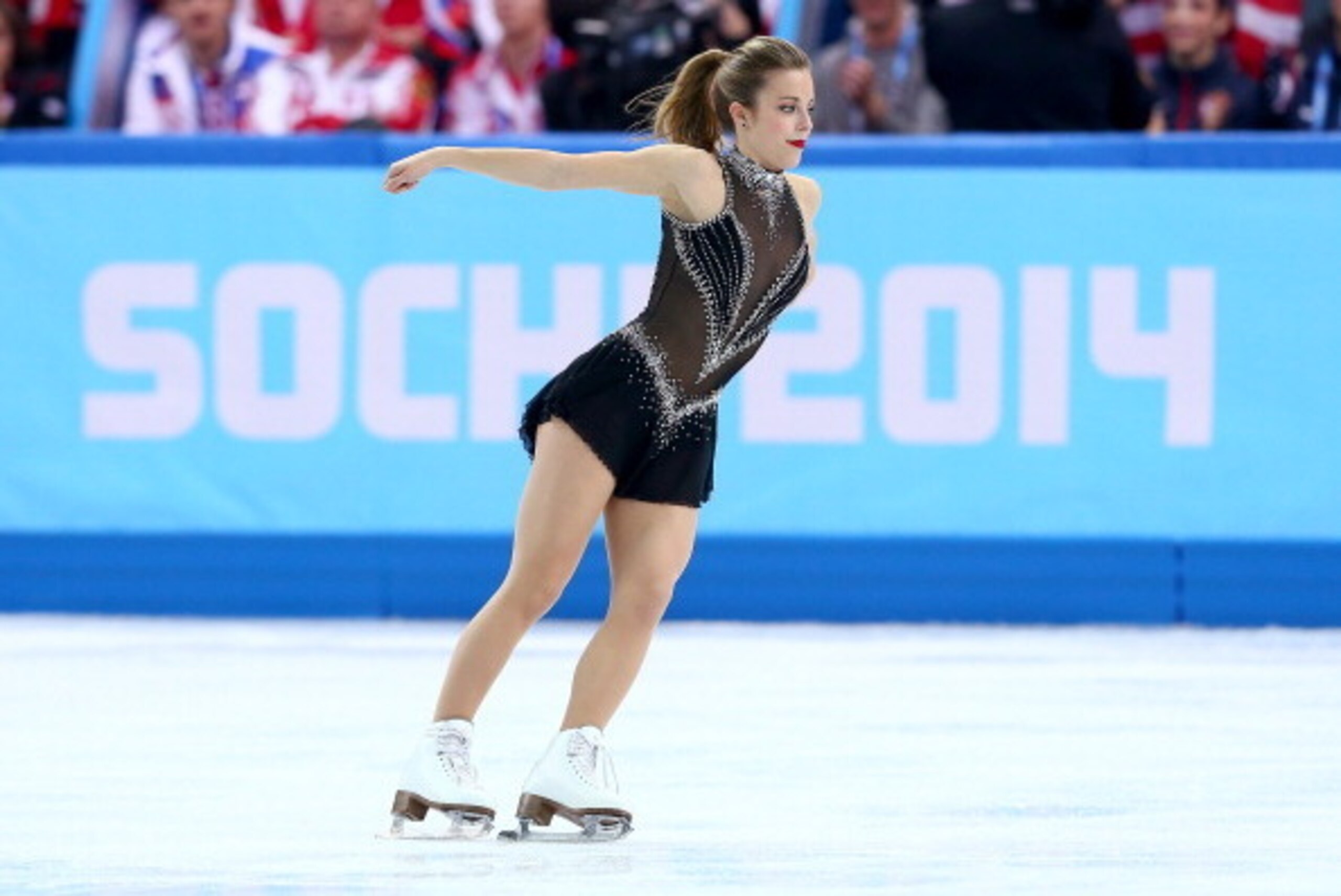 SOCHI, RUSSIA - FEBRUARY 08:  Ashley Wagner of the United States competes in the Figure Skating Team Ladies Short Program during day one of the Sochi 2014 Winter Olympics at Iceberg Skating Palace on February 8, 2014 in Sochi, Russia.  (Photo by Streeter 