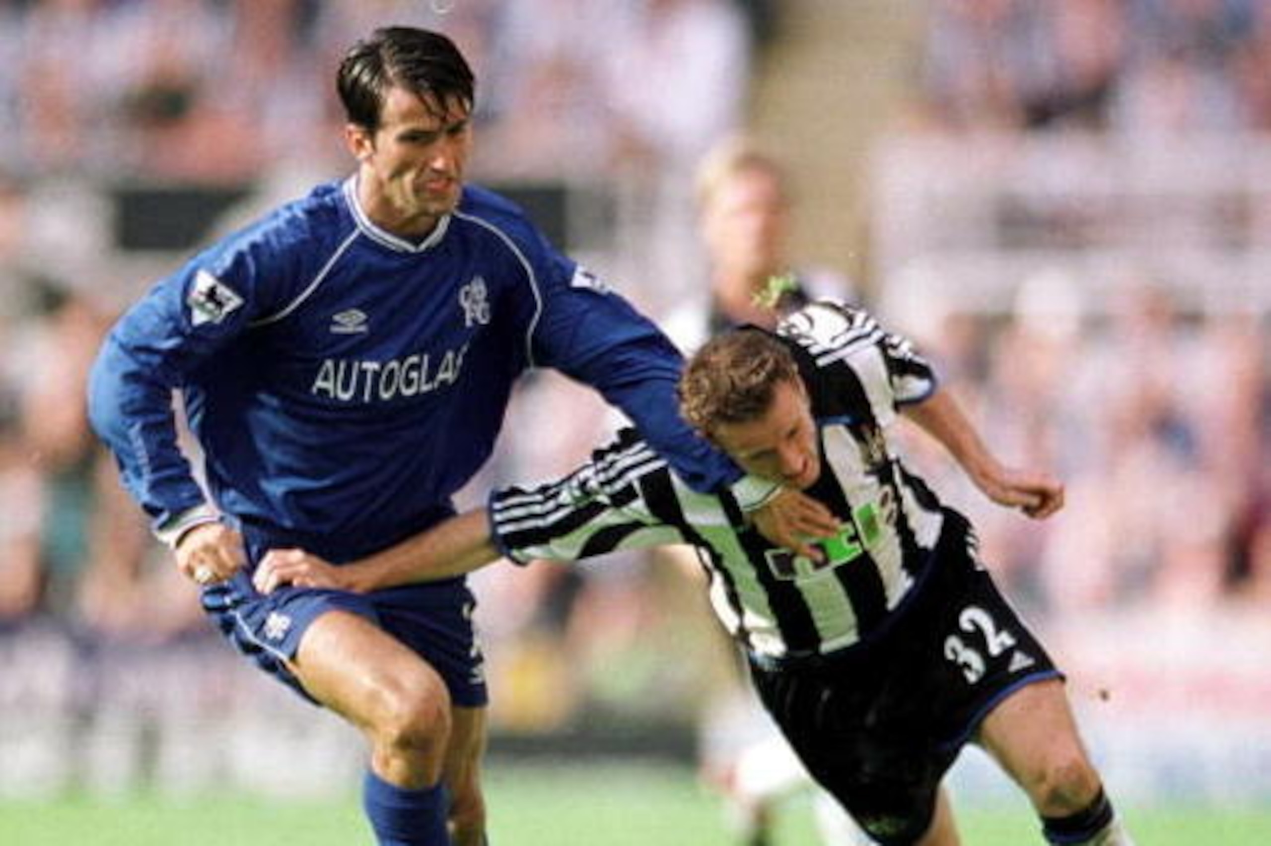 9 Sep 2000: Kevin Gallacher of Newcastle tussles with Christian Panucci of Chelsea during the Newcastle United v Chelsea FA Carling Premiership match at St. James Park, Newcastle. Mandatory Credit: Tom Shaw/ALLSPORT 9 Sep 2000: Kevin Gallacher of Newcastle tussles with Christian Panucci of Chelsea during the Newcastle United v Chelsea FA Carling Premiership match at St. James Park, Newcastle. Mandatory Credit: Tom Shaw/ALLSPORT