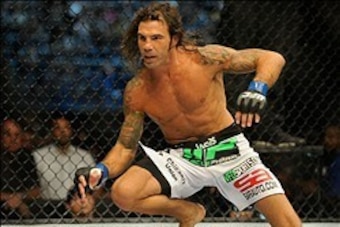 Aug 31, 2013; Milwaukee, WI, USA;   Clay Guida gets ready for his fight during the UFC-164 bout at BMO Harris Bradley Center. Mandatory Credit: Benny Sieu-USA TODAY Sports