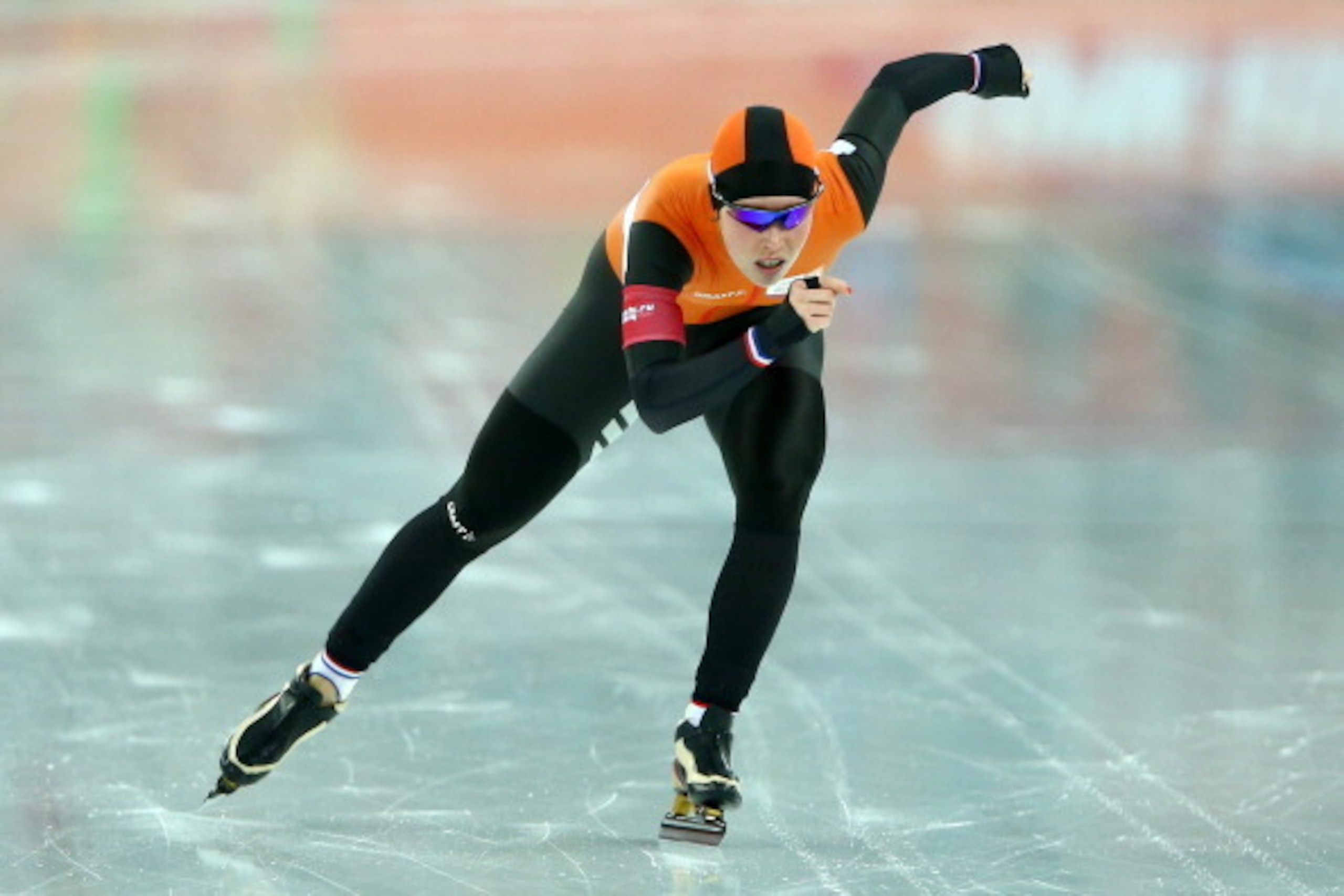 SOCHI, RUSSIA - FEBRUARY 09:  Antoinette de Jong of Netherlands competes during the Women's 3000m Speed Skating event during day 2 of the Sochi 2014 Winter Olympics at Adler Arena Skating Center on February 9, 2014 in Sochi, Russia.  (Photo by Streeter Le