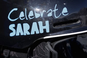 ASPEN, CO - JANUARY 28:  Skier Keltie Hansen of Canada wears a sticker on her helmet in rememberance of Canadian skier Sarah Burke during Winter X Games 2012 at Buttermilk Mountain on January 28, 2012 in Aspen, Colorado. Burke died January 19, 2012 from i