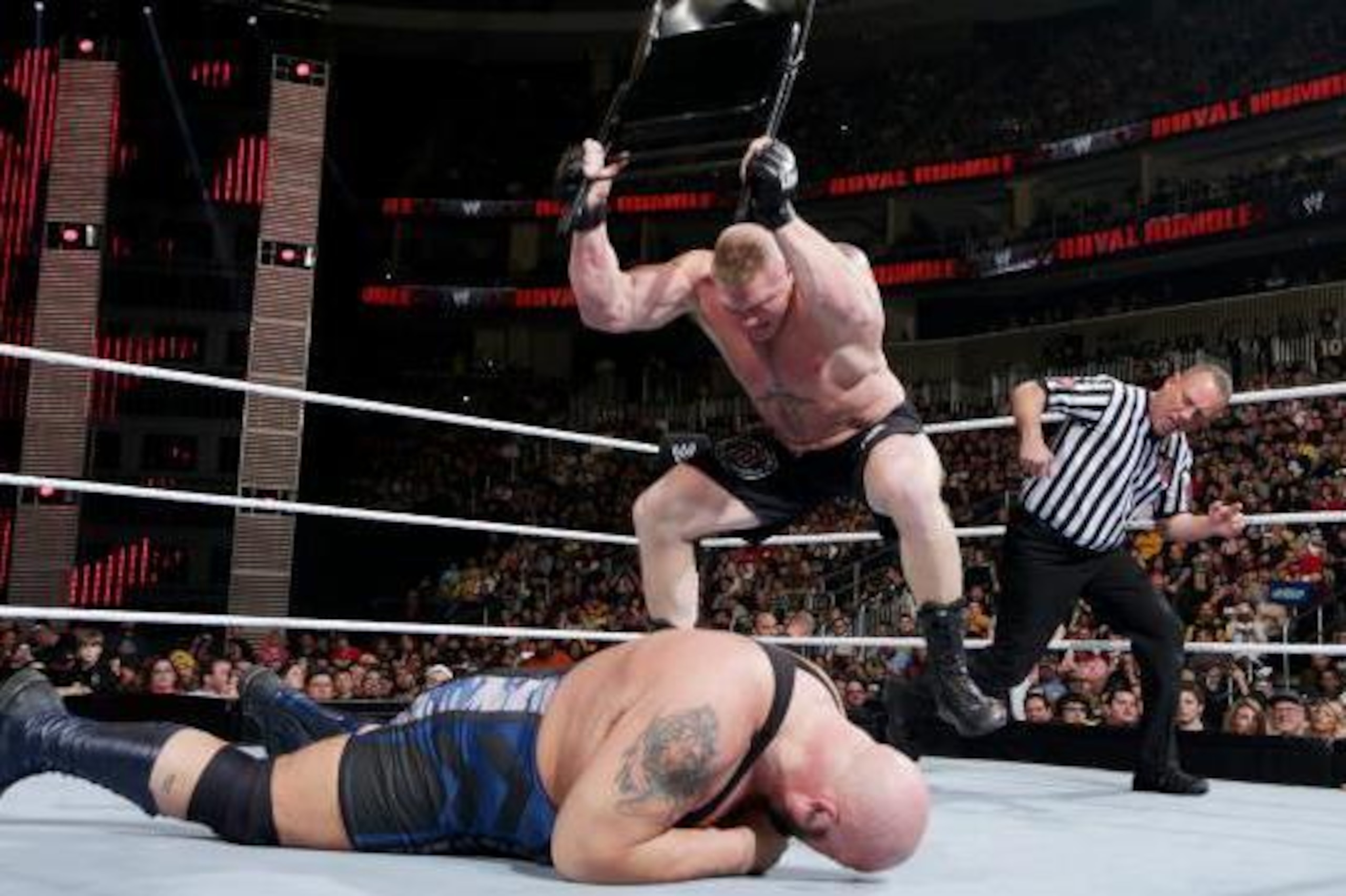 Brock Lesnar put Big Show out of action last month.