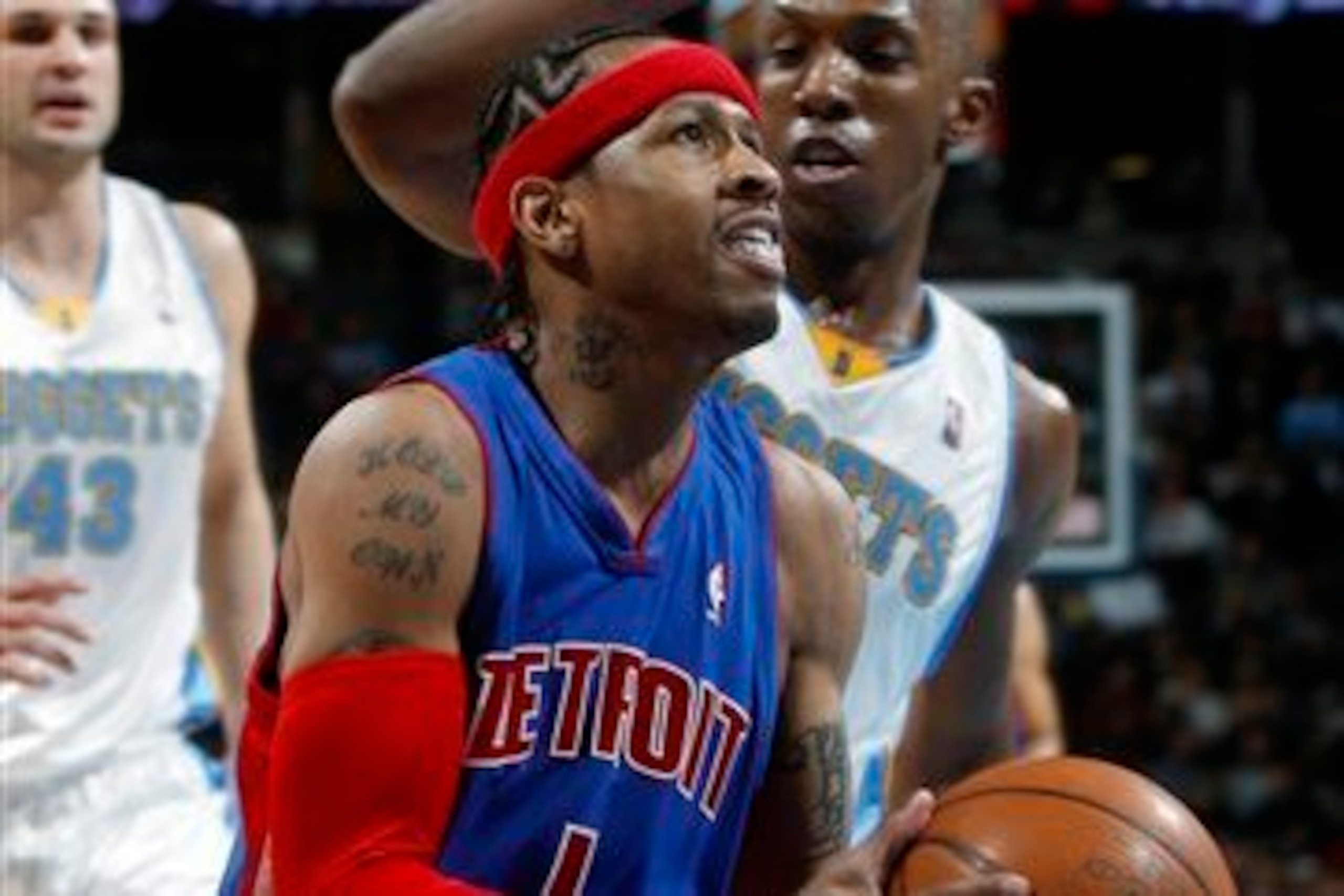 Iverson's motor lost a gear when he put on red, white and blue. Iverson's motor lost a gear when he put on red, white and blue.