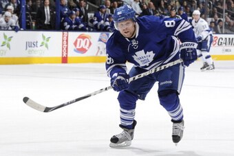 TORONTO, ON - JANUARY 28:  Phil Kessel #81 of the Toronto Maple Leafs skates during NHL game action against the Tampa Bay Lightning January 28, 2014 at the Air Canada Centre in Toronto, Ontario, Canada. (Photo by Graig Abel/NHLI via Getty Images)