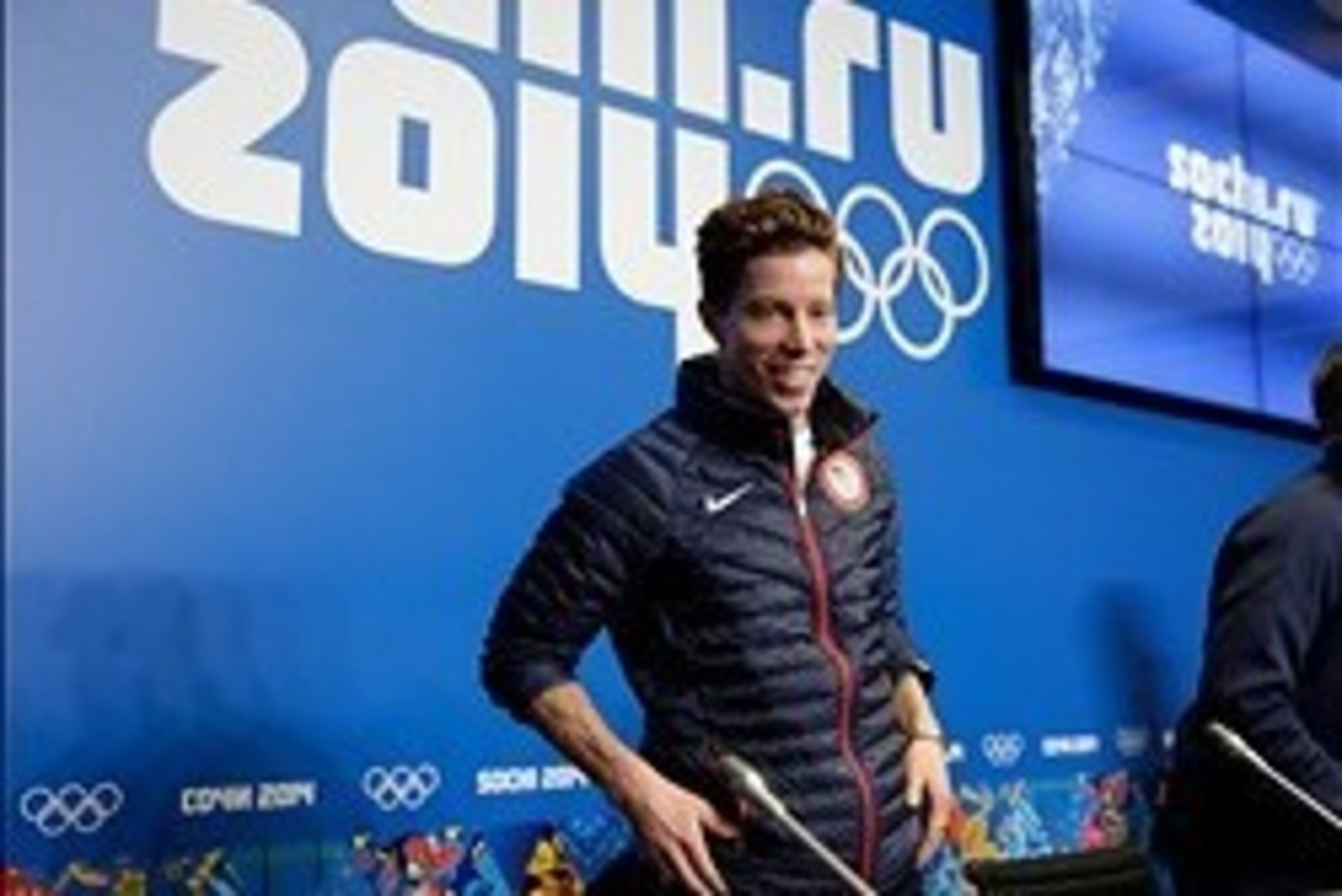 Feb 5, 2014; Krasnaya Polyana, RUSSIA; Shaun White during the USA Snowboarding Halfpipe Press Conference at Gorki Media Center. Mandatory Credit: Andrew P. Scott-USA TODAY Sports