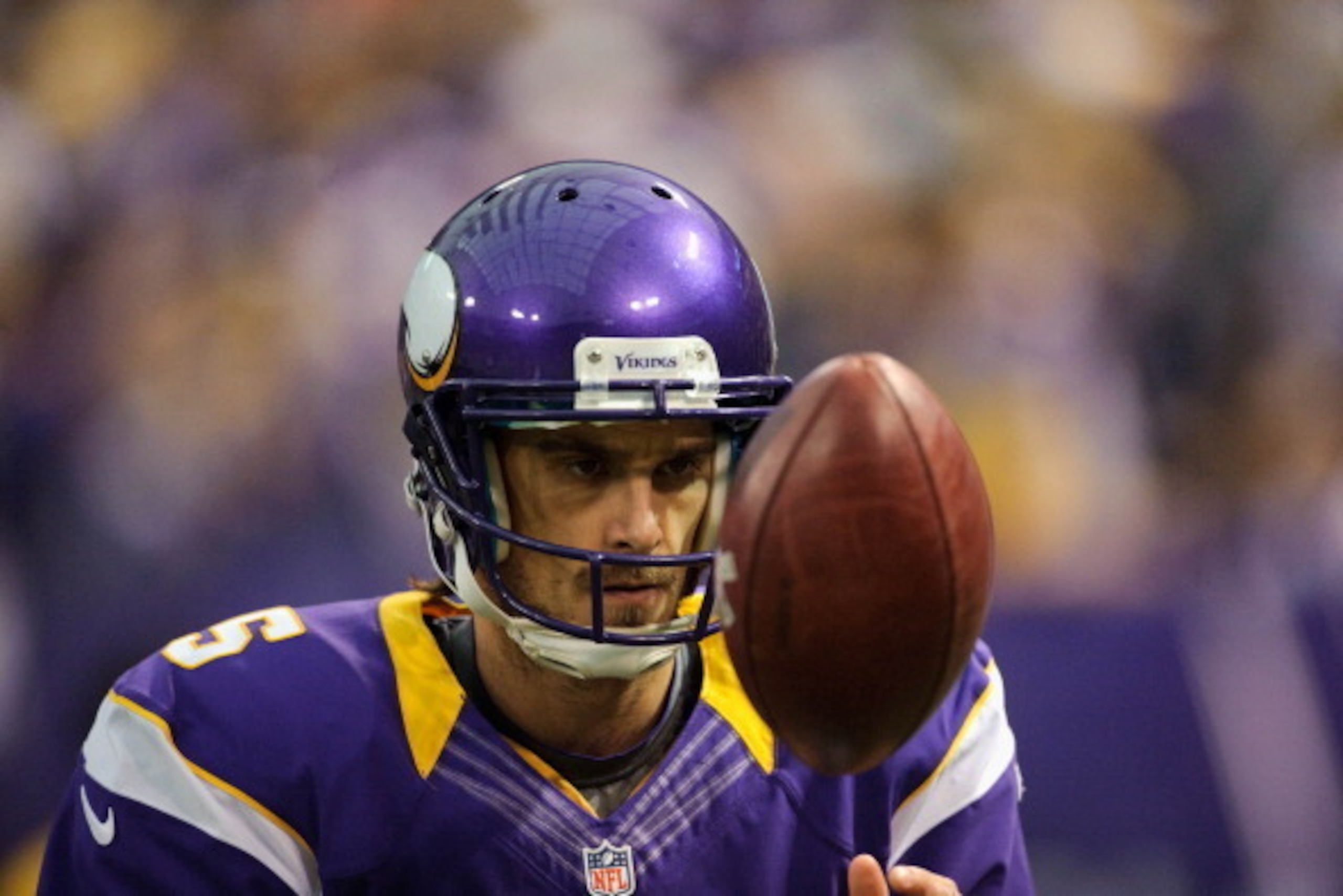 MINNEAPOLIS, MN - NOVEMBER 11: Chris Kluwe #5 of the Minnesota Vikings looks on during the game against the Detroit Lions on November 11, 2012 at Mall of America Field at the Hubert H. Humphrey Metrodome in Minneapolis, Minnesota. (Photo by Hannah Foslien