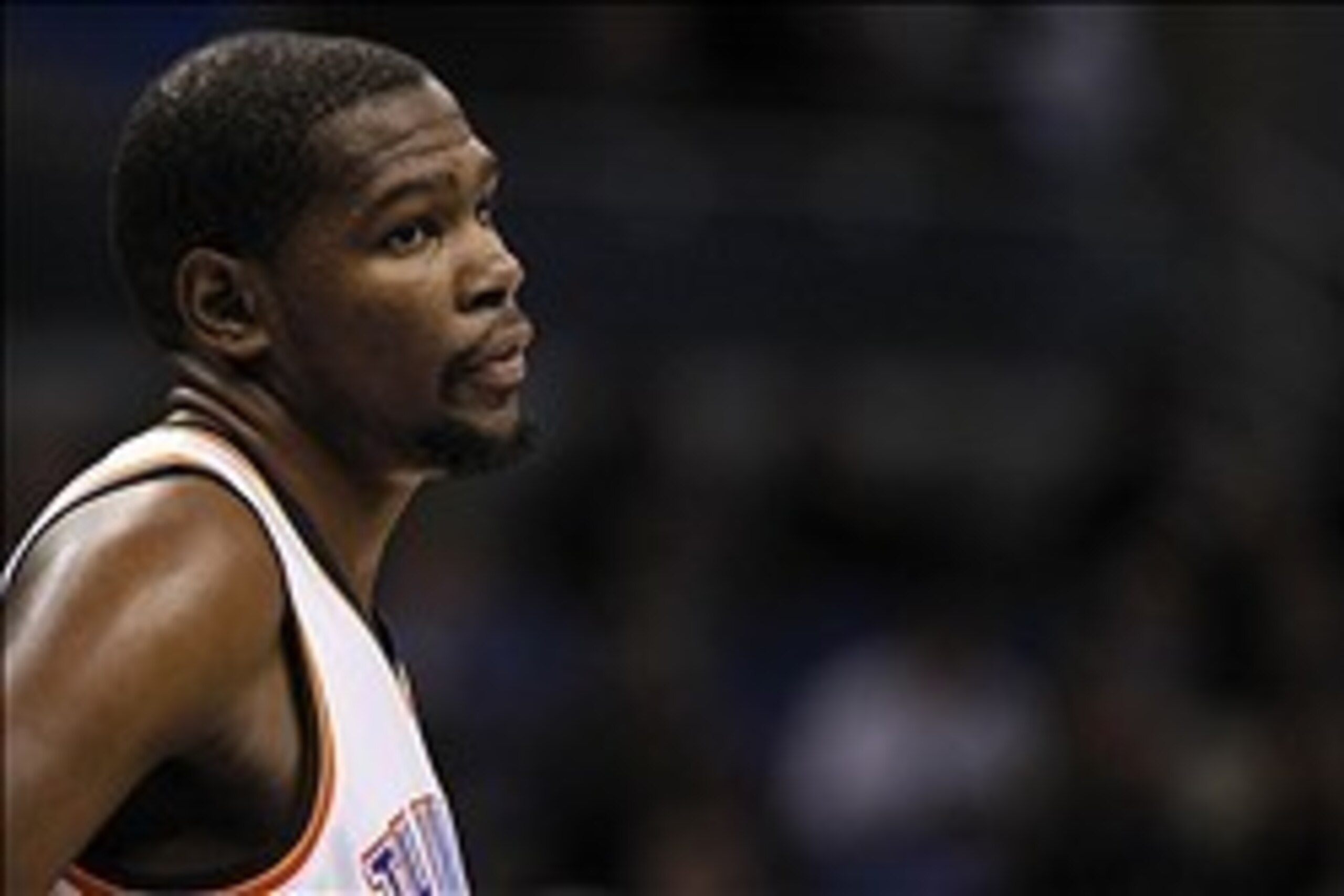 Feb 7, 2014; Orlando, FL, USA; Oklahoma City Thunder small forward Kevin Durant (35) looks on against the Orlando Magic during the second half at Amway Center. The Orlando Magic won103-102. Mandatory Credit: Kim Klement-USA TODAY Sports