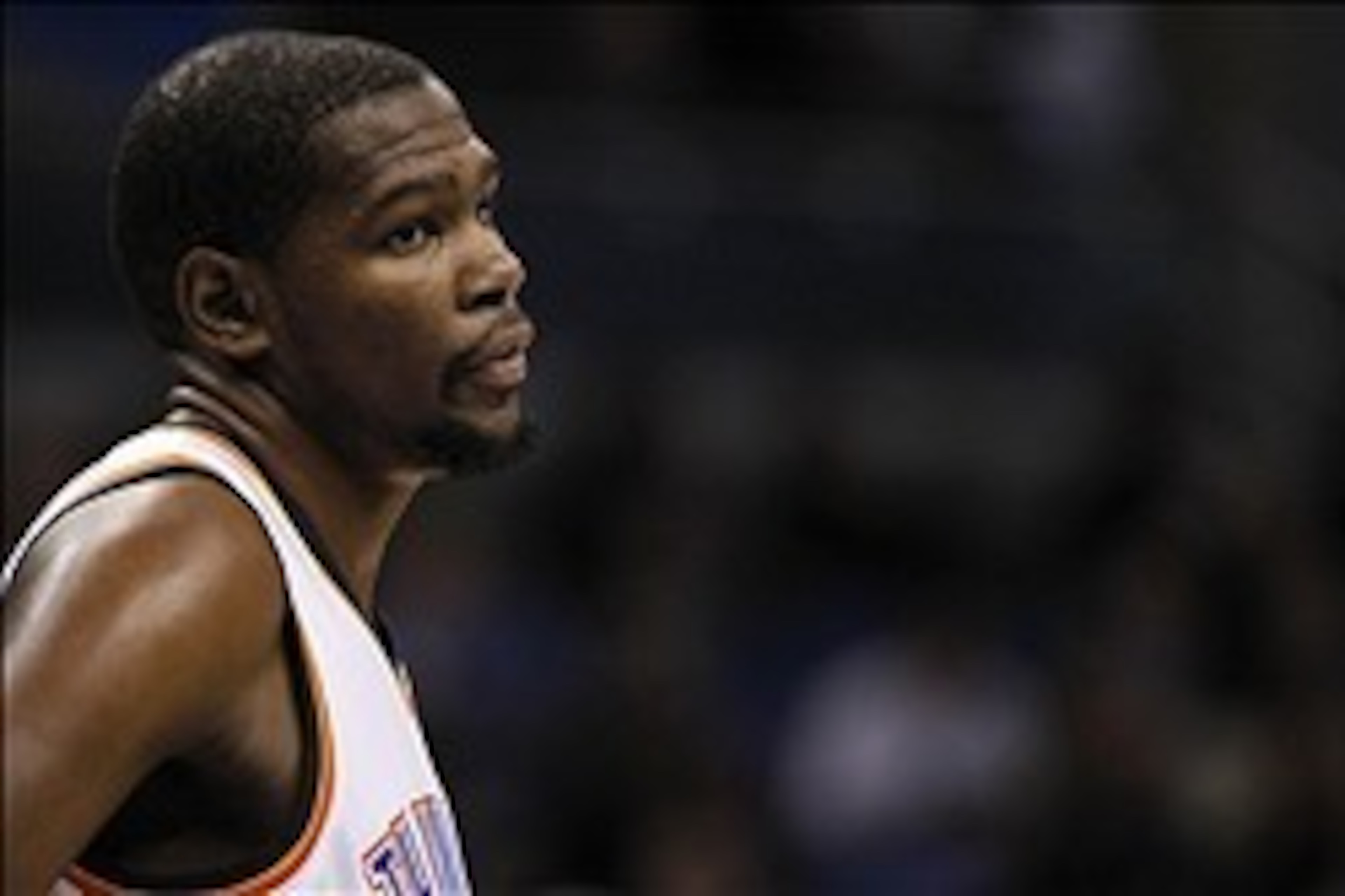 Feb 7, 2014; Orlando, FL, USA; Oklahoma City Thunder small forward Kevin Durant (35) looks on against the Orlando Magic during the second half at Amway Center. The Orlando Magic won103-102. Mandatory Credit: Kim Klement-USA TODAY Sports