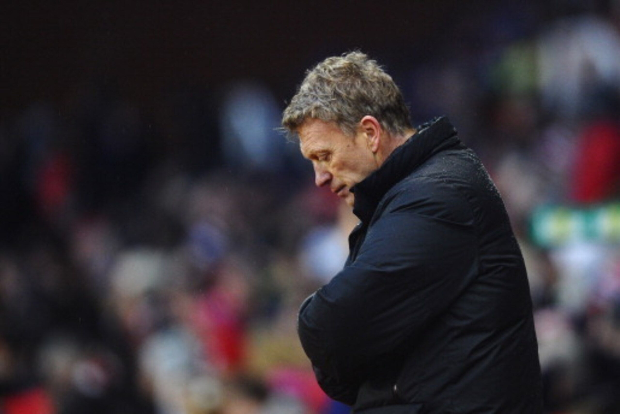 STOKE ON TRENT, ENGLAND - FEBRUARY 01:  David Moyes of Manchester United shows his dissapointment as his side lose the Barclays premier League match between Stoke City and Manchester United at Britannia Stadium on February 1, 2014 in Stoke on Trent, Engla