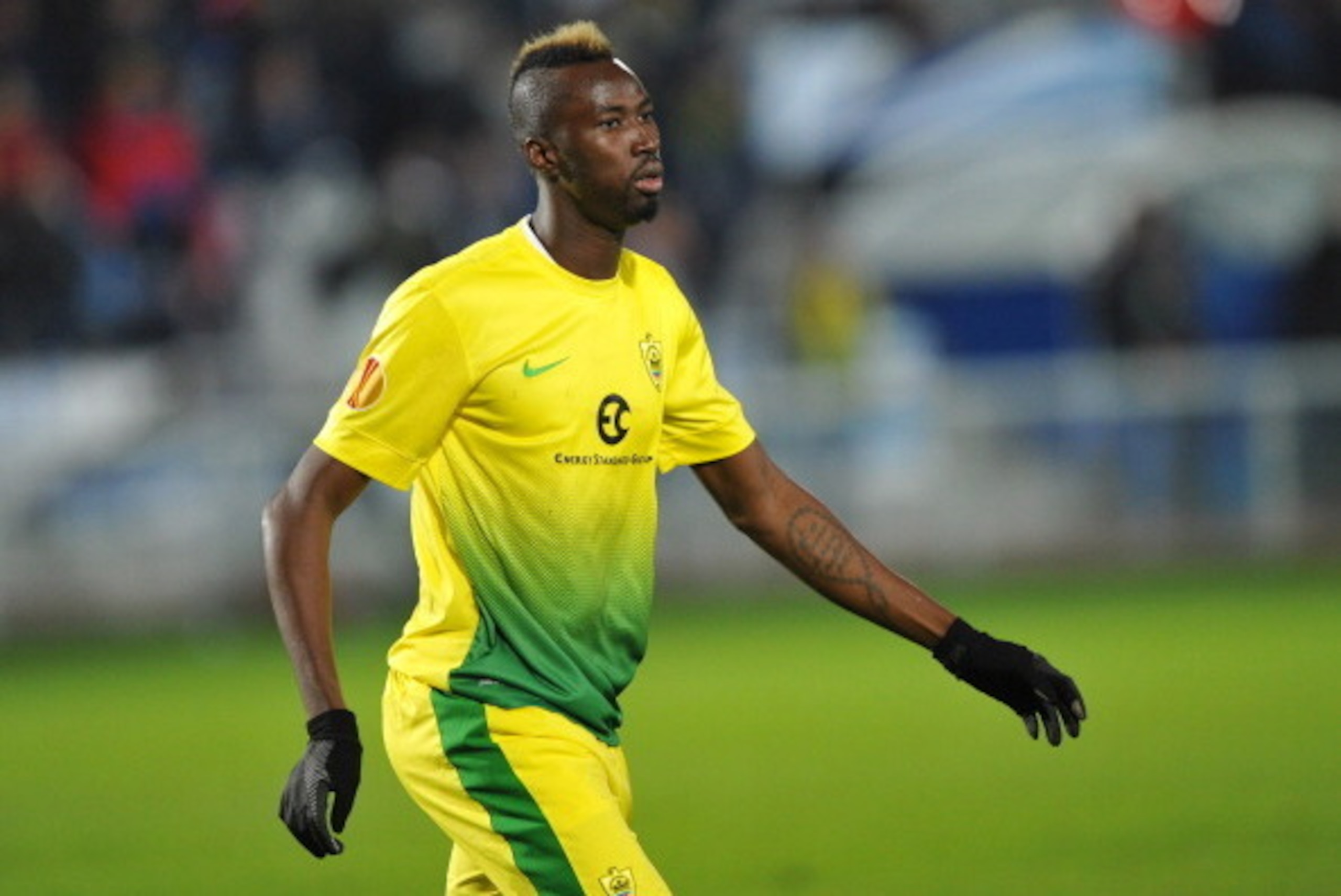 RAMENSKOYE, RUSSIA - OCTOBER 3:  Lacina Traore of FC Anji Makhachkala in action during the UEFA Europa League group stage match between FC Anji Makhachkala and Tottenham Hotspur FC held on October 3, 2013 at the Saturn Stadium, in Ramenskoye, Russia. (Pho