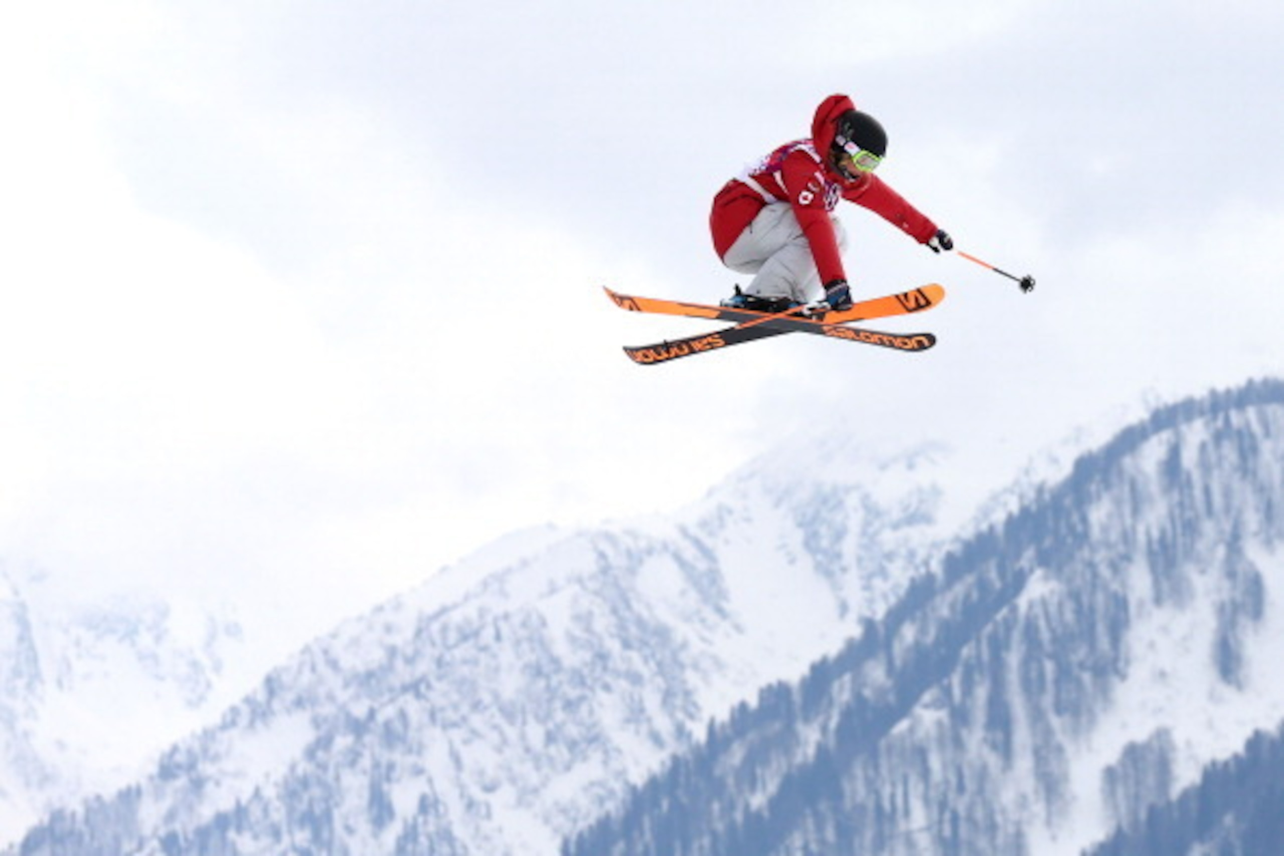 SOCHI, RUSSIA - FEBRUARY 11: Dara Howell of Canada competes in the Freestyle Skiing Women's Ski Slopestyle Finals on day four of the Sochi 2014 Winter Olympics at Rosa Khutor Extreme Park on February 11, 2014 in Sochi, Russia.  (Photo by Cameron Spencer/G