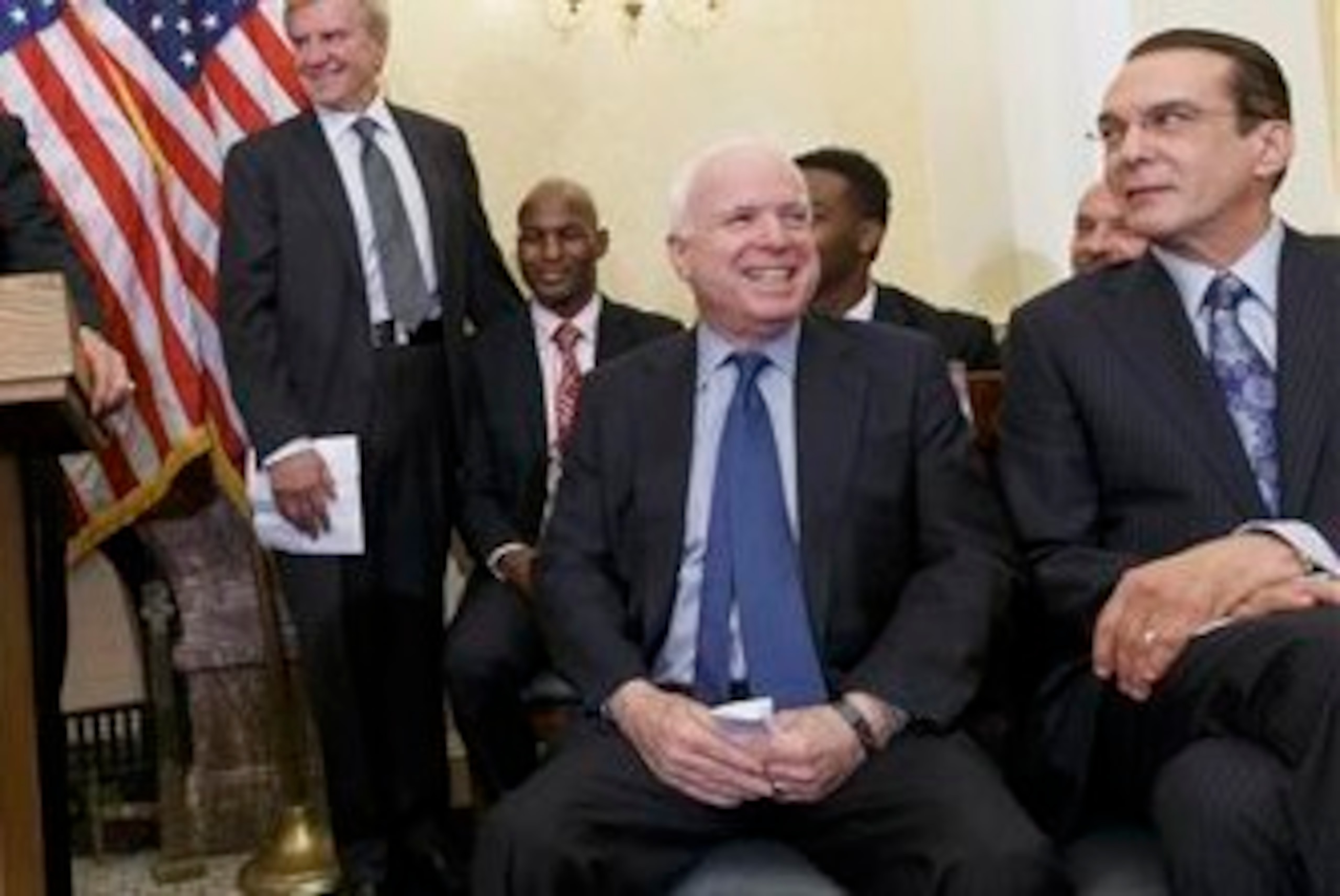 McCain (front and center) at last Wednesday's press conference in Washington, D.C.