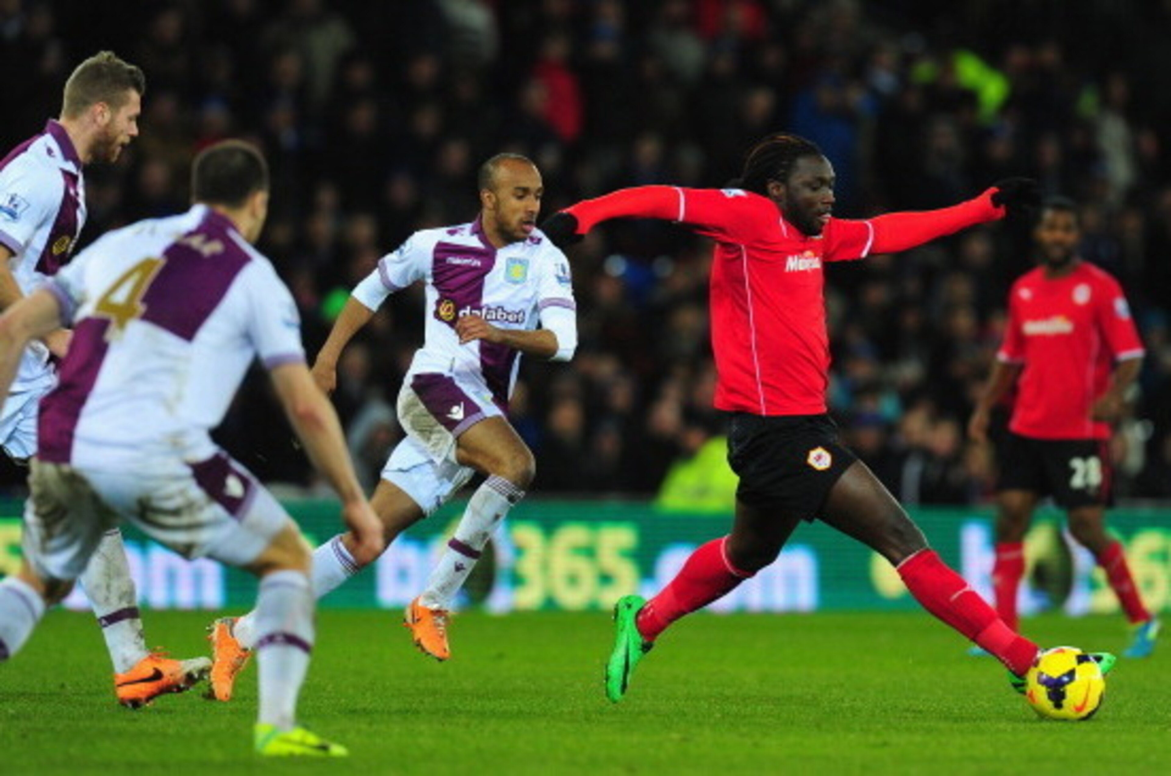 CARDIFF, WALES - FEBRUARY 11:  Kenwyne Jones of Cardiff in action during the Barclays Premier League match between Cardiff City and Aston Villa at Cardiff City Stadium on February 11, 2014 in Cardiff, Wales.  (Photo by Stu Forster/Getty Images)