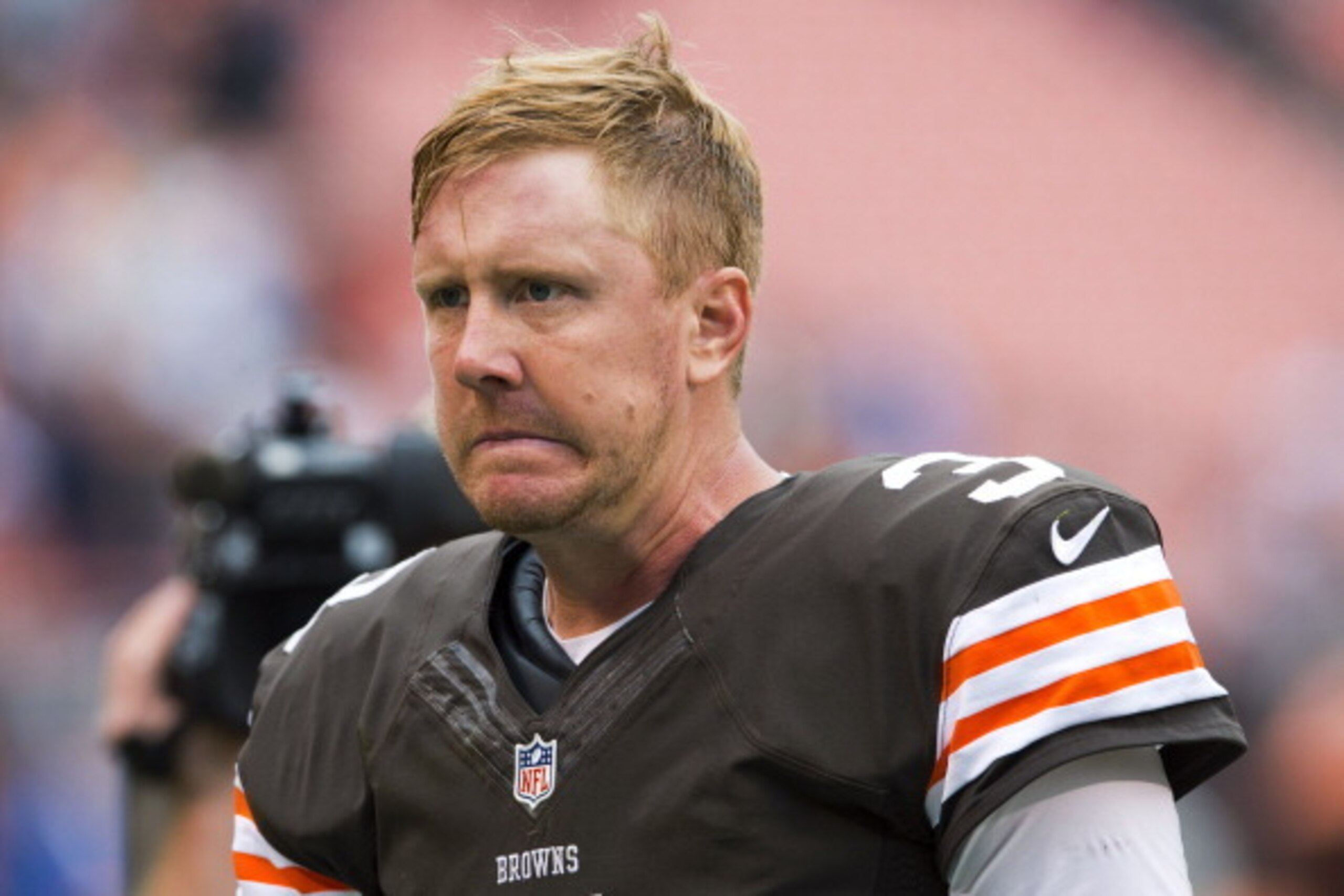 CLEVELAND, OH - OCTOBER 13: Quarterback Brandon Weeden #3 of the Cleveland Browns reacts after the game against the Detroit Lions at FirstEnergy Stadium on October 13, 2013 in Cleveland, Ohio. The Lions defeated the Browns 31-17. (Photo by Jason Miller/Ge