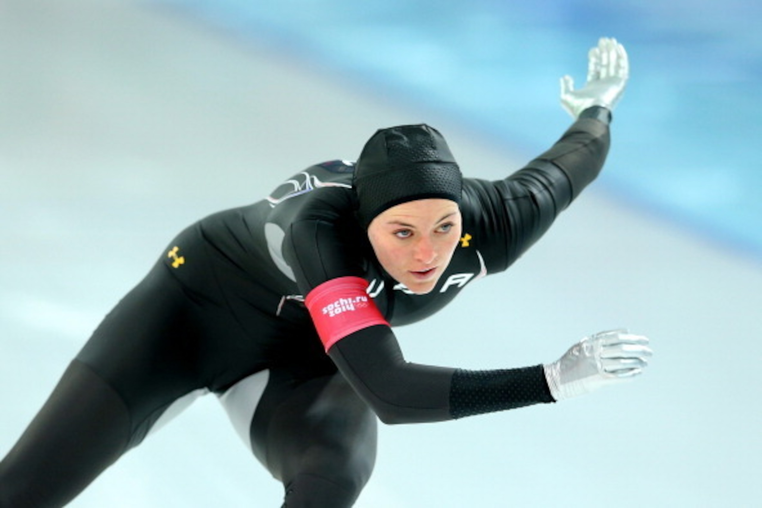 SOCHI, RUSSIA - FEBRUARY 11:  Heather Richardson of the United States competes during the Women's 500m Race 1 of 2 Speed Skating event during day 4 of the Sochi 2014 Winter Olympics at Adler Arena Skating Center on February 11, 2014 in Sochi, Russia.  (Ph