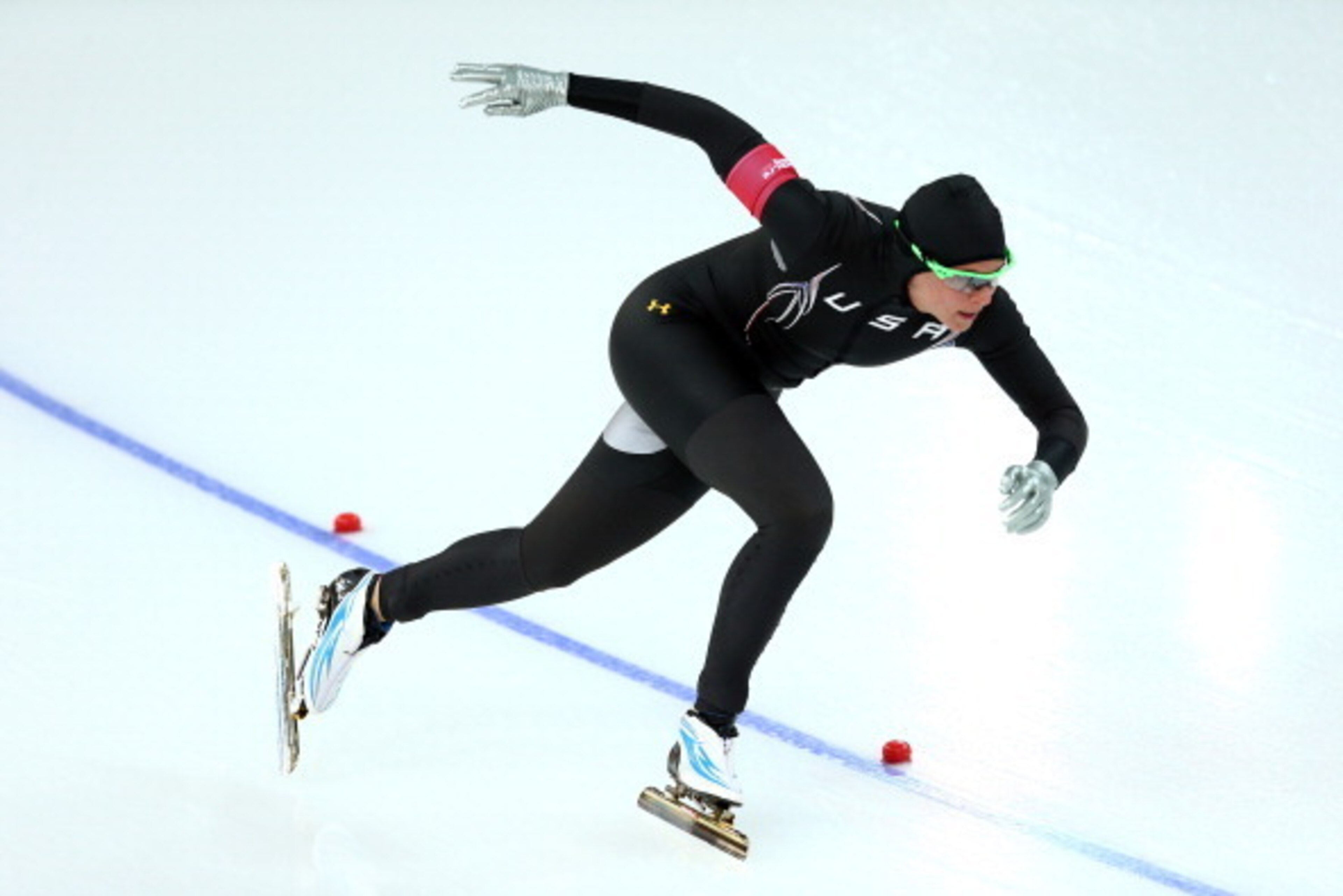 SOCHI, RUSSIA - FEBRUARY 11:  Brittany Bowe of the United States competes during the Women's 500m Race 2 of 2 Speed Skating event during day 4 of the Sochi 2014 Winter Olympics at Adler Arena Skating Center on February 11, 2014 in Sochi, Russia.  (Photo b