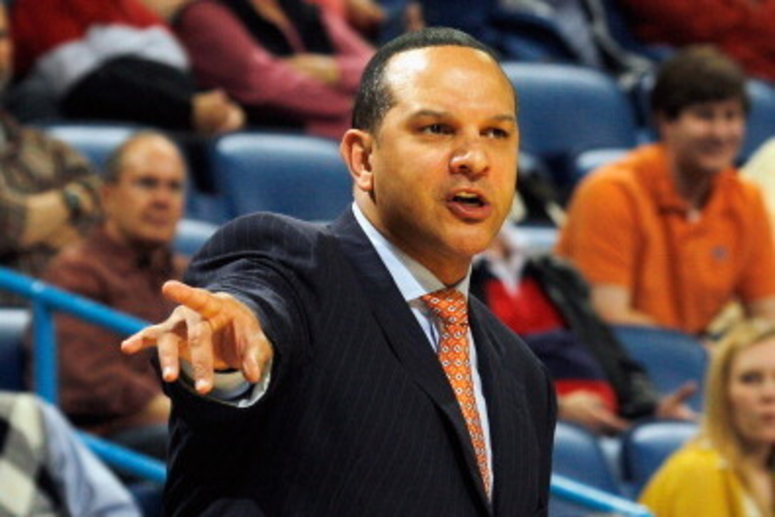 NEW ORLEANS, LA - MARCH 08:  Head coach Tony Barbee of the Auburn Tigers watches the game against the Ole Miss during the first round of the SEC Basketball Tournament at the New Orleans Arena on March 8, 2012 in New Orleans, Louisiana.  (Photo by Chris Gr