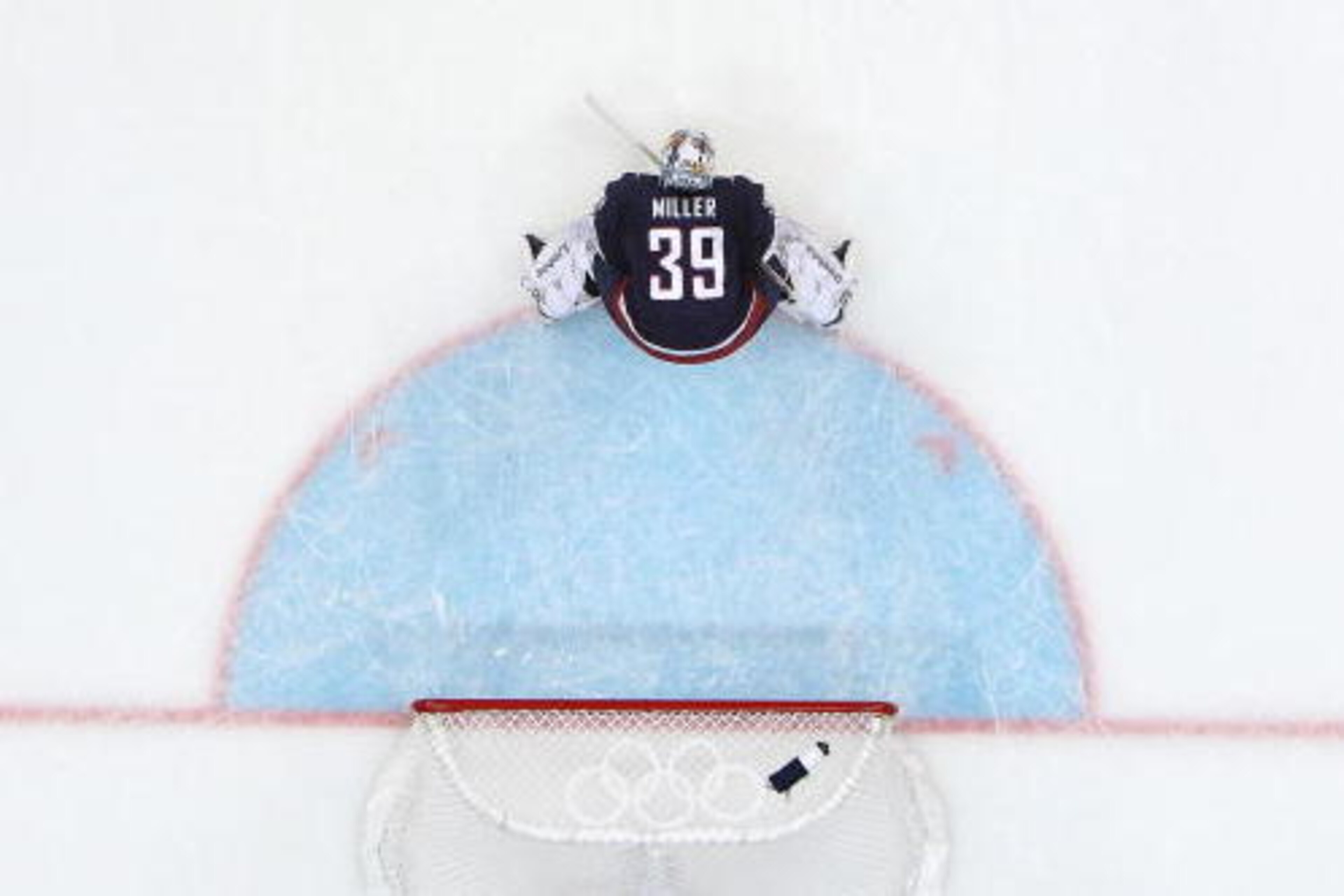 VANCOUVER, BC - FEBRUARY 26:  Goalkeeper Ryan Miller #39 of the United States is seen during the ice hockey men's semifinal game between the United States and Finland on day 15 of the Vancouver 2010 Winter Olympics at Canada Hockey Place on February 26, 2