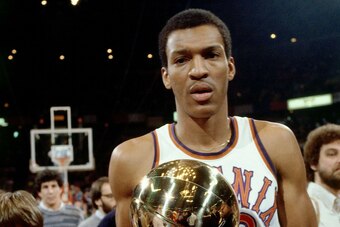 DENVER - JANUARY 28:  Larry Nance #22 of the Phoenix Suns looks on after winning the 1984 NBA Slam Dunk Competition during All-Star Weekend on January 28, 1984 in Denver, Colorado.  NOTE TO USER: User expressly acknowledges and agrees that, by downloading