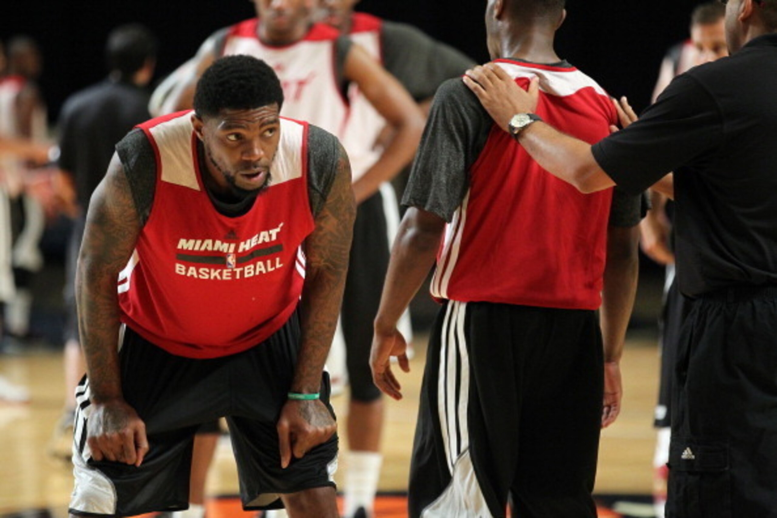 NASSAU, BAHAMAS - OCTOBER 1:  Udonis Haslem #40 of the Miami Heat participate in Training Camp on October 1, 2013 at Atlantis Resort in Nassau, Bahamas. NOTE TO USER: User expressly acknowledges and agrees that, by downloading and or using this photograph