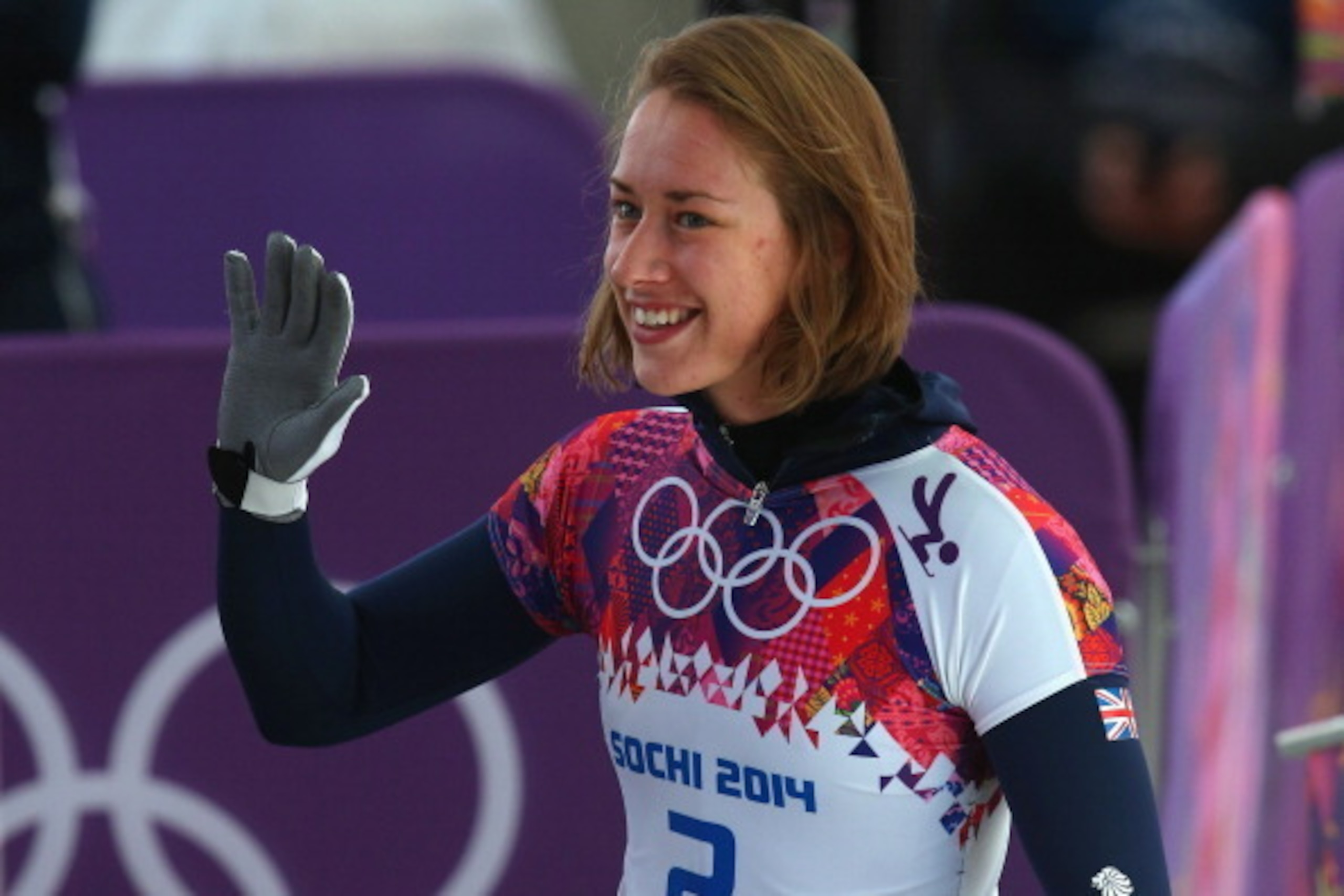 SOCHI, RUSSIA - FEBRUARY 13: Lizzy Yarnold of Great Britain waves after her run during the Women's Skeleton heats on Day 6 of the Sochi 2014 Winter Olympics at Sliding Center Sanki on February 13, 2014 in Sochi, Russia. (Photo by Alex Livesey/Getty Imag SOCHI, RUSSIA - FEBRUARY 13: Lizzy Yarnold of Great Britain waves after her run during the Women's Skeleton heats on Day 6 of the Sochi 2014 Winter Olympics at Sliding Center Sanki on February 13, 2014 in Sochi, Russia. (Photo by Alex Livesey/Getty Imag