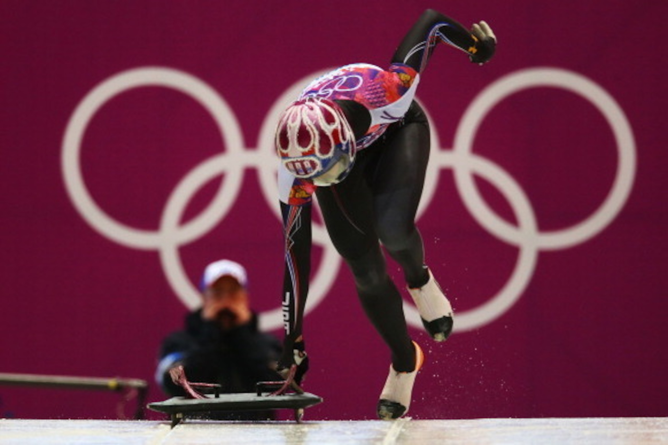 SOCHI, RUSSIA - FEBRUARY 13: Noelle Pikus-Pace of the United States makes a run during the Women's Skeleton heats on Day 6 of the Sochi 2014 Winter Olympics at Sliding Center Sanki on February 13, 2014 in Sochi, Russia. (Photo by Doug Pensinger/Getty Im SOCHI, RUSSIA - FEBRUARY 13: Noelle Pikus-Pace of the United States makes a run during the Women's Skeleton heats on Day 6 of the Sochi 2014 Winter Olympics at Sliding Center Sanki on February 13, 2014 in Sochi, Russia. (Photo by Doug Pensinger/Getty Im