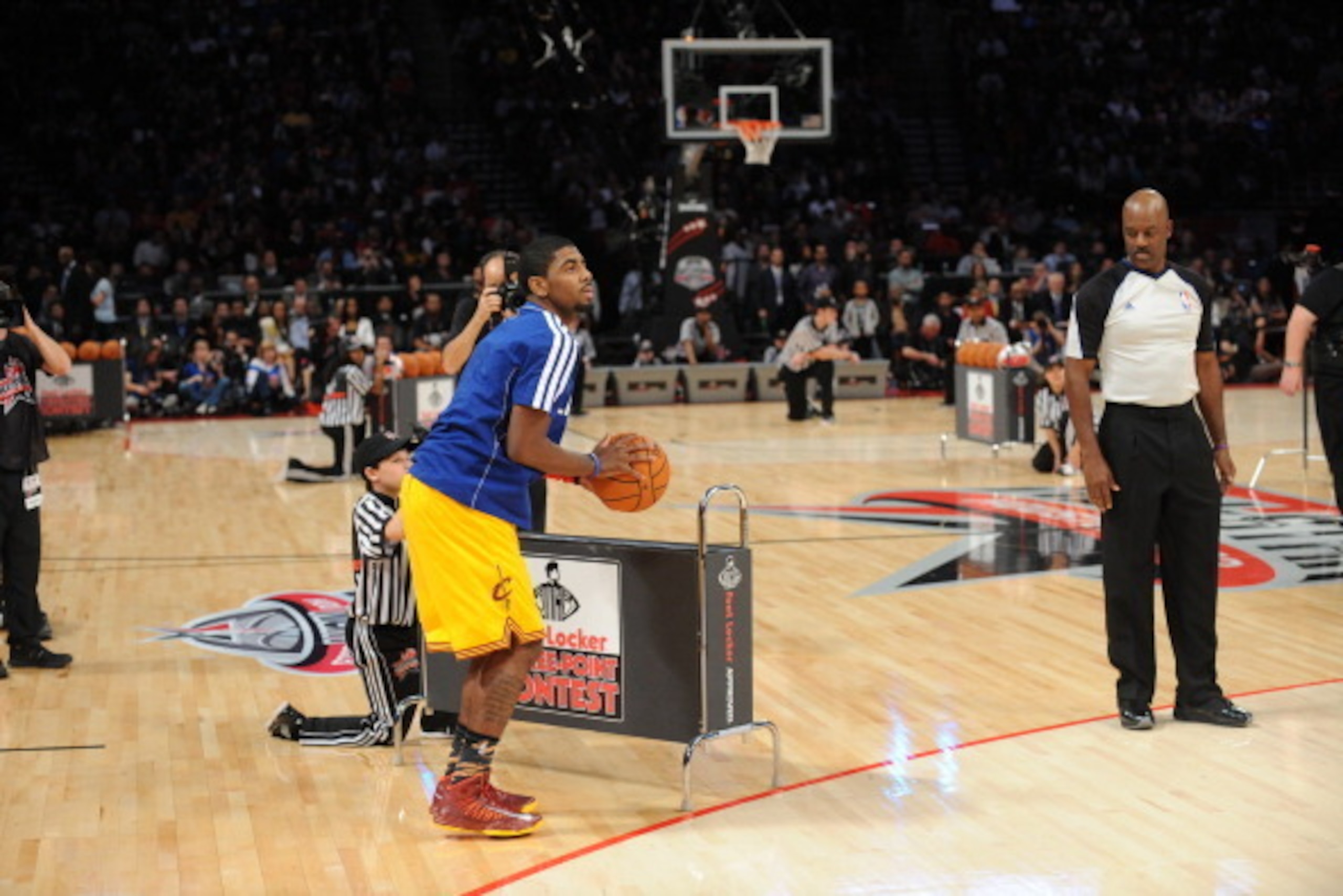 HOUSTON, TX - FEBRUARY 16: Kyrie Irving #2 of the Cleveland Cavaliers participates during 2013 Foot Locker Three-Point Contest on State Farm All-Star Saturday Night as part of 2013 NBA All-Star Weekend on February 16, 2013 at Toyota Center in Houston, Tex