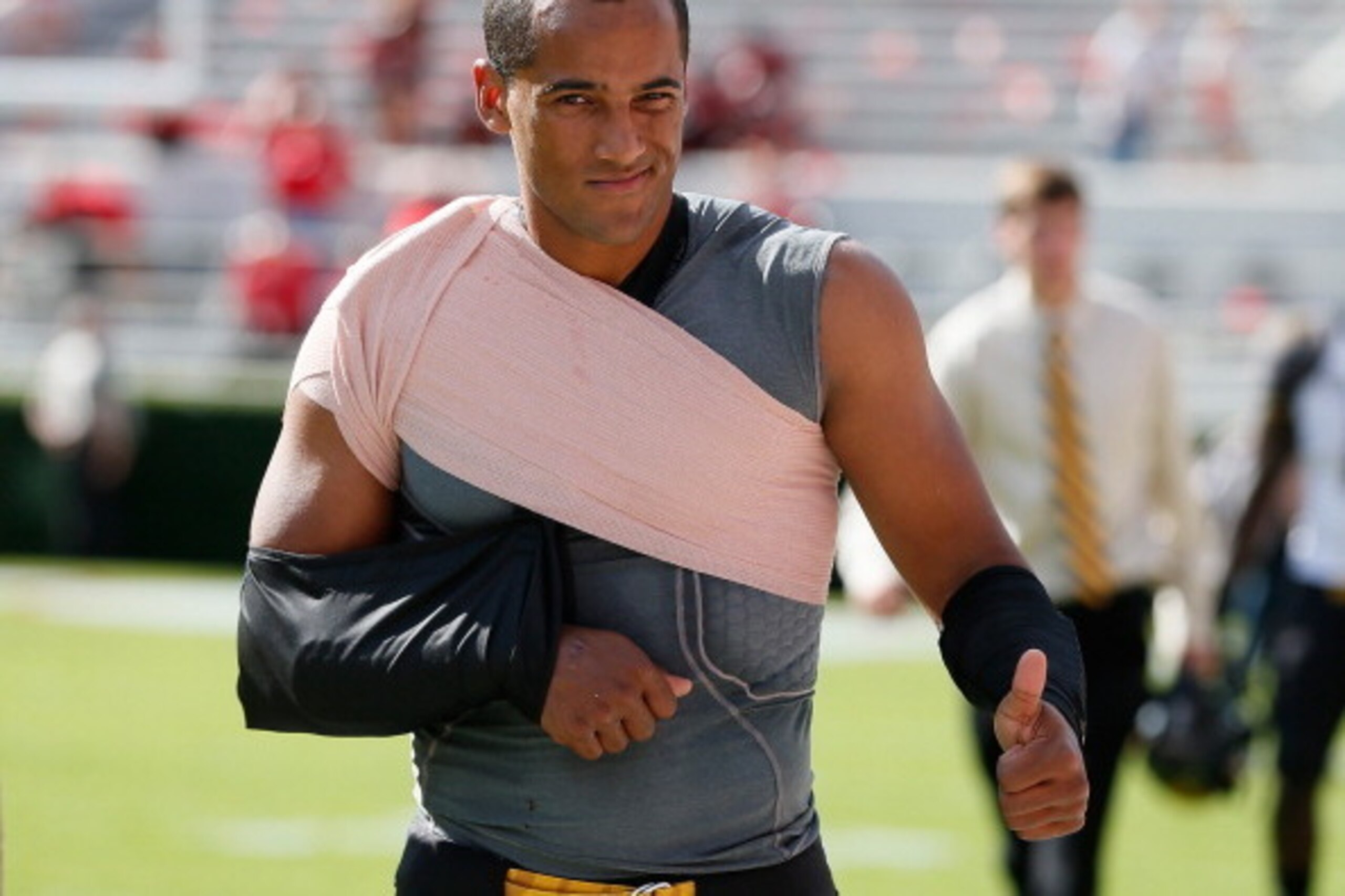 ATHENS, GA - OCTOBER 12:  James Franklin #1 of the Missouri Tigers reacts after their 41-26 win over the Georgia Bulldogs at Sanford Stadium on October 12, 2013 in Athens, Georgia.  (Photo by Kevin C. Cox/Getty Images)