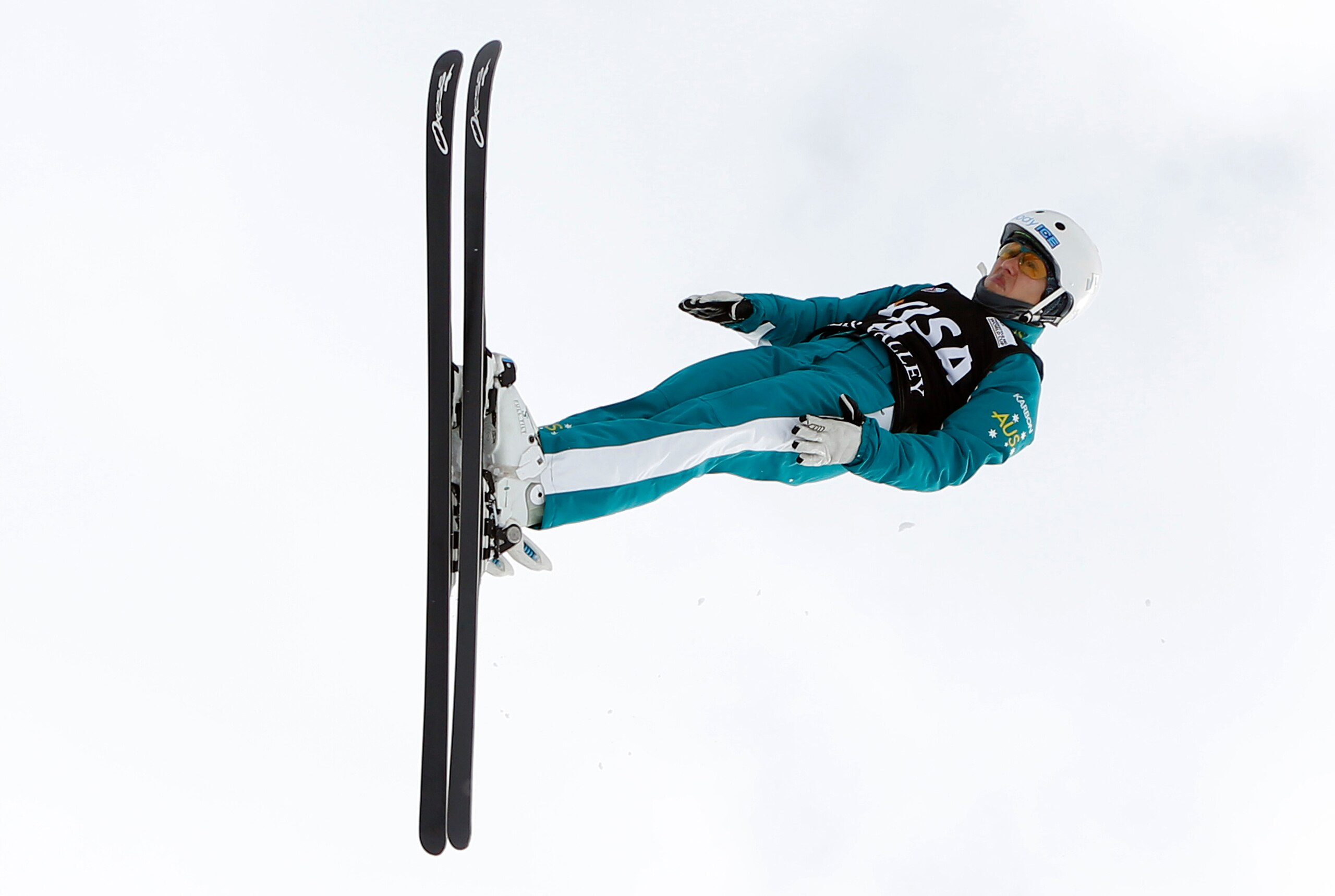 Jan 10, 2014; Park City, UT, USA; Lydia Lassila of Australia competes in the qualifying round of the women's FIS World Cup aerial ski jump competition at Deer Valley Resort. Mandatory Credit: Jim Urquhart-USA TODAY Sports