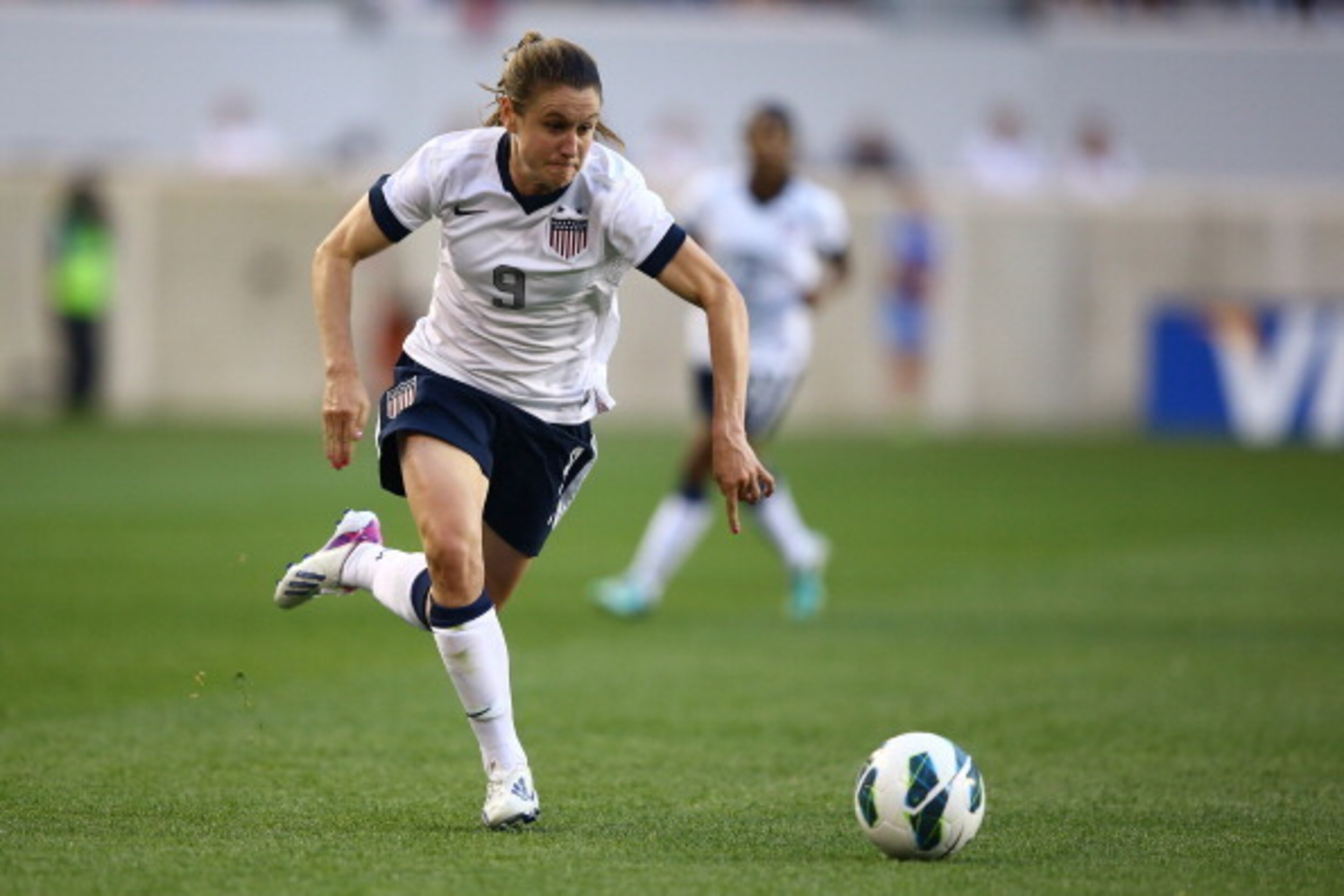 HARRISON, NJ - JUNE 20:  Heather O'Reilly #9 of the USA in action against  Korea Republic during their game at Red Bull Arena on June 20, 2013 in Harrison, New Jersey.  (Photo by Al Bello/Getty Images)