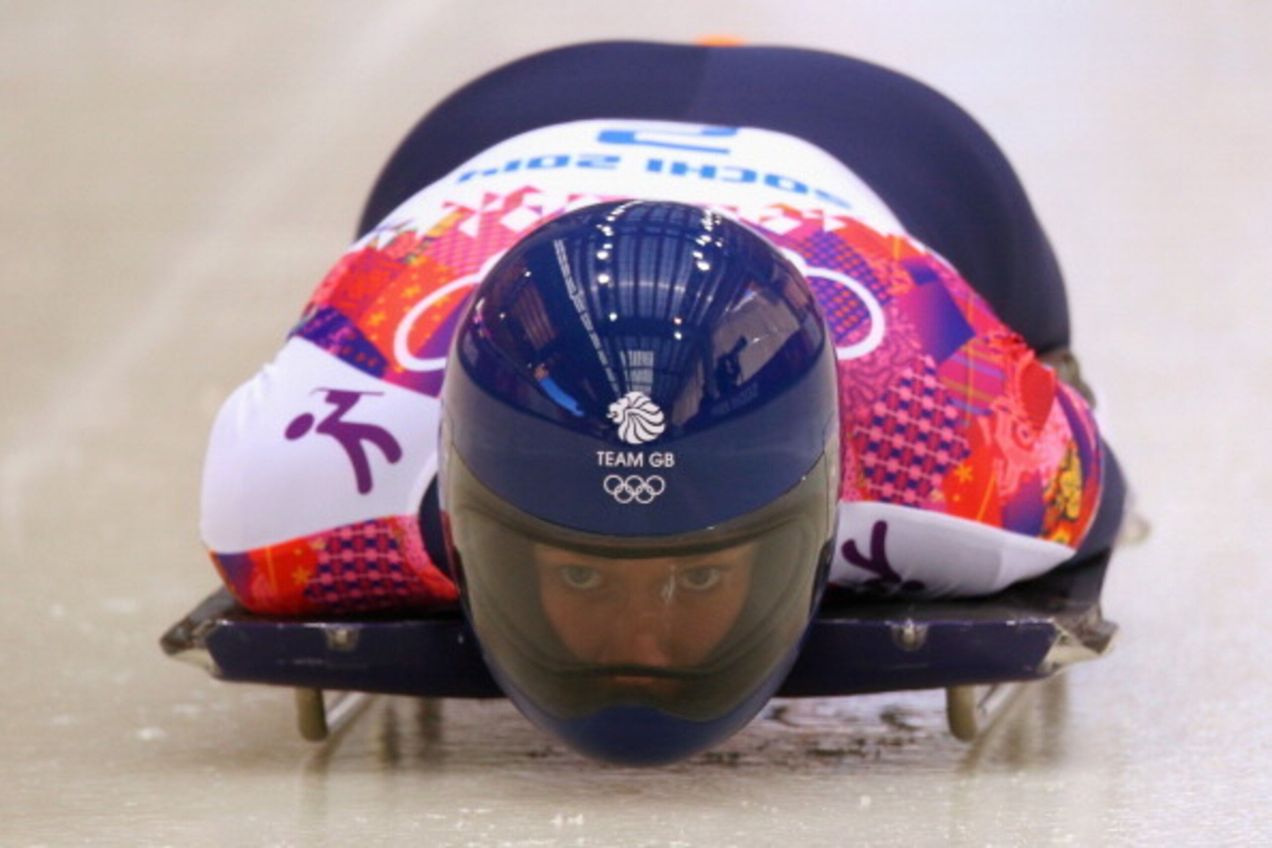 SOCHI, RUSSIA - FEBRUARY 13:  Lizzy Yarnold of Great Britain makes a run during the Women's Skeleton heats on Day 6 of the Sochi 2014 Winter Olympics at Sliding Center Sanki on February 13, 2014 in Sochi, Russia.  (Photo by Doug Pensinger/Getty Images)
