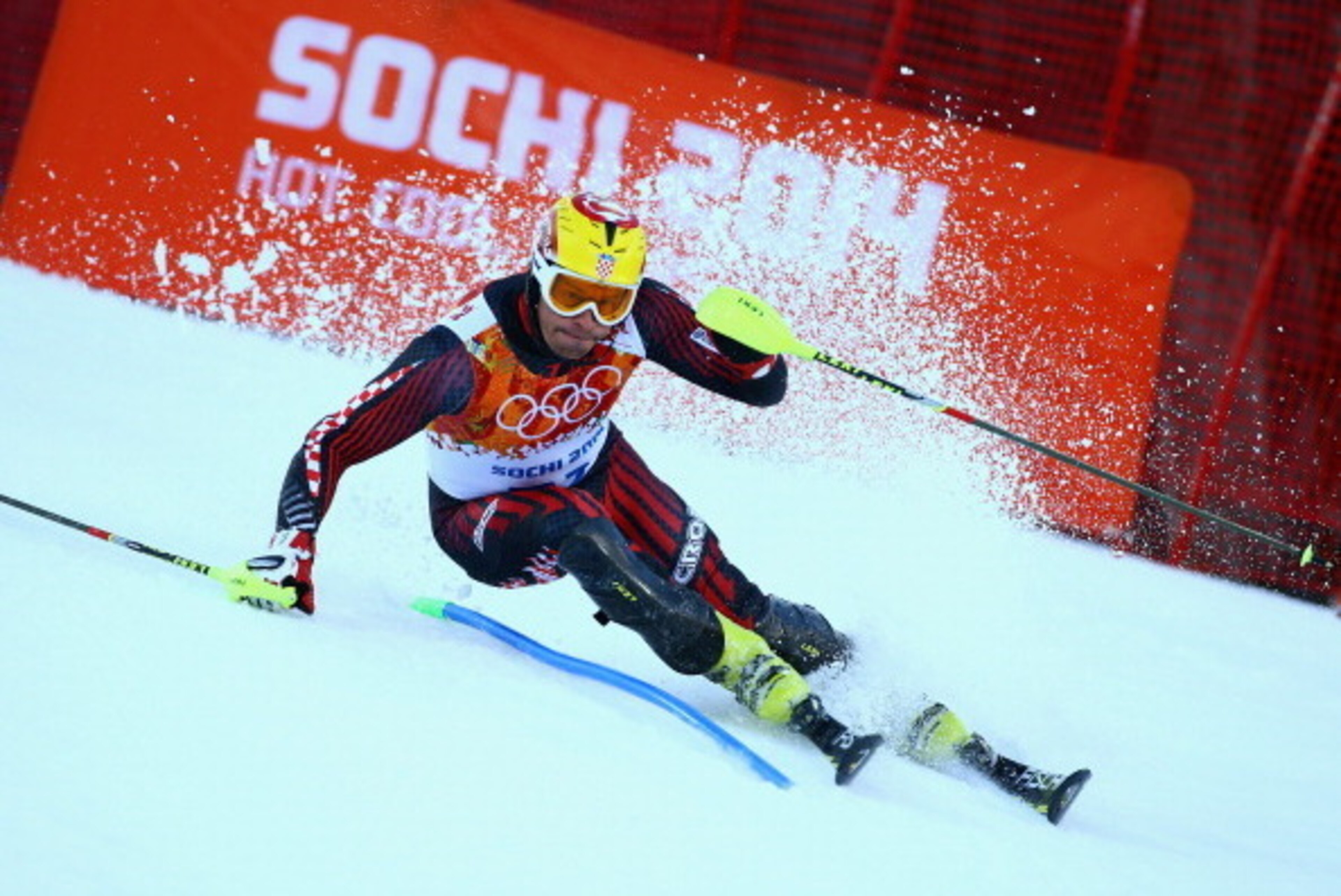 SOCHI, RUSSIA - FEBRUARY 14:  Ivica Kostelic of Croatia competes during the Alpine Skiing Men's Super Combined Downhill on day 7 of the Sochi 2014 Winter Olympics at Rosa Khutor Alpine Center on February 14, 2014 in Sochi, Russia.  (Photo by Doug Pensinge