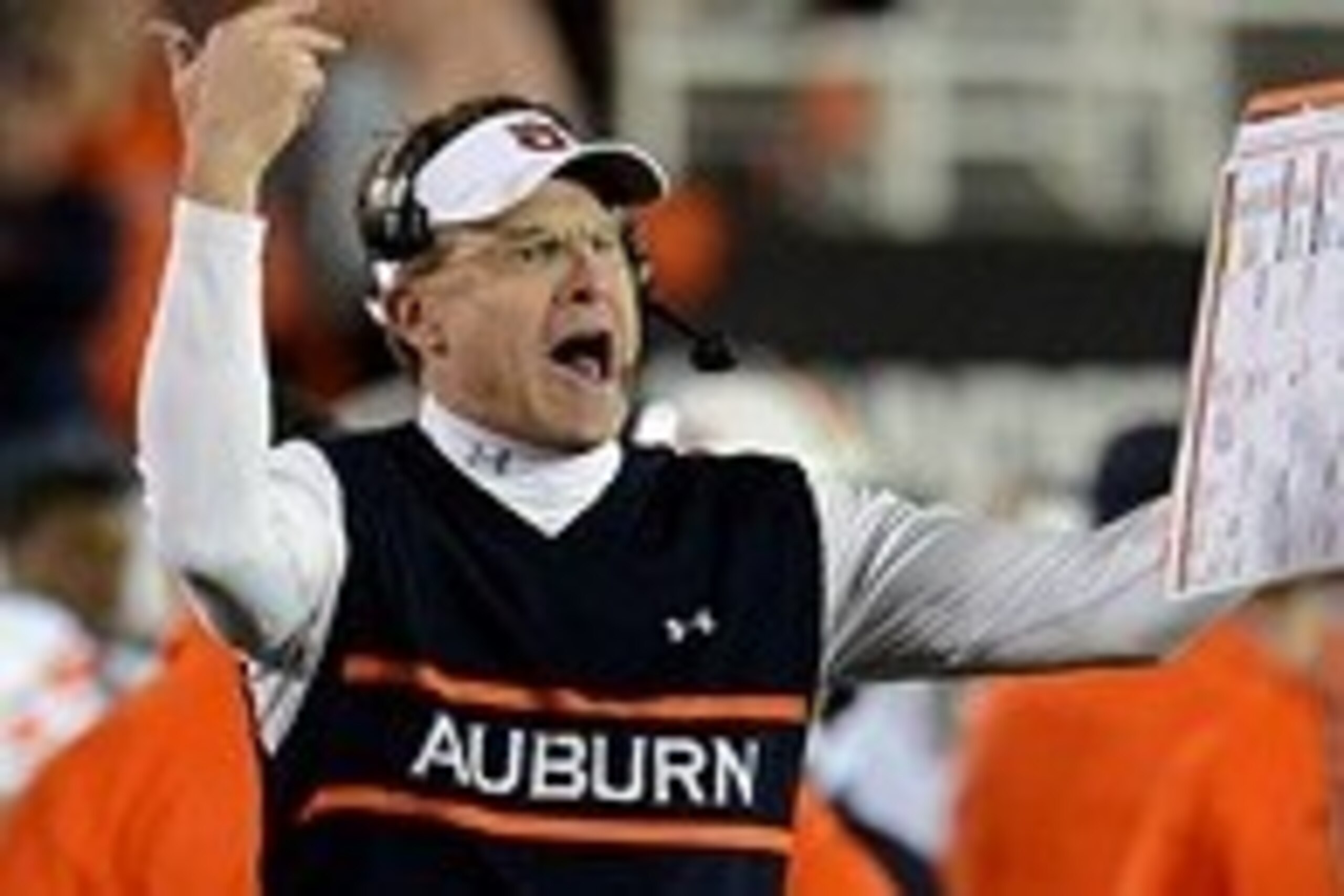 Jan 6, 2014; Pasadena, CA, USA; Auburn Tigers head coach Gus Malzahn during the second half of the 2014 BCS National Championship game against the Florida State Seminoles at the Rose Bowl. Mandatory Credit: Jayne Kamin-Oncea-USA TODAY Sports Jan 6, 2014; Pasadena, CA, USA; Auburn Tigers head coach Gus Malzahn during the second half of the 2014 BCS National Championship game against the Florida State Seminoles at the Rose Bowl. Mandatory Credit: Jayne Kamin-Oncea-USA TODAY Sports