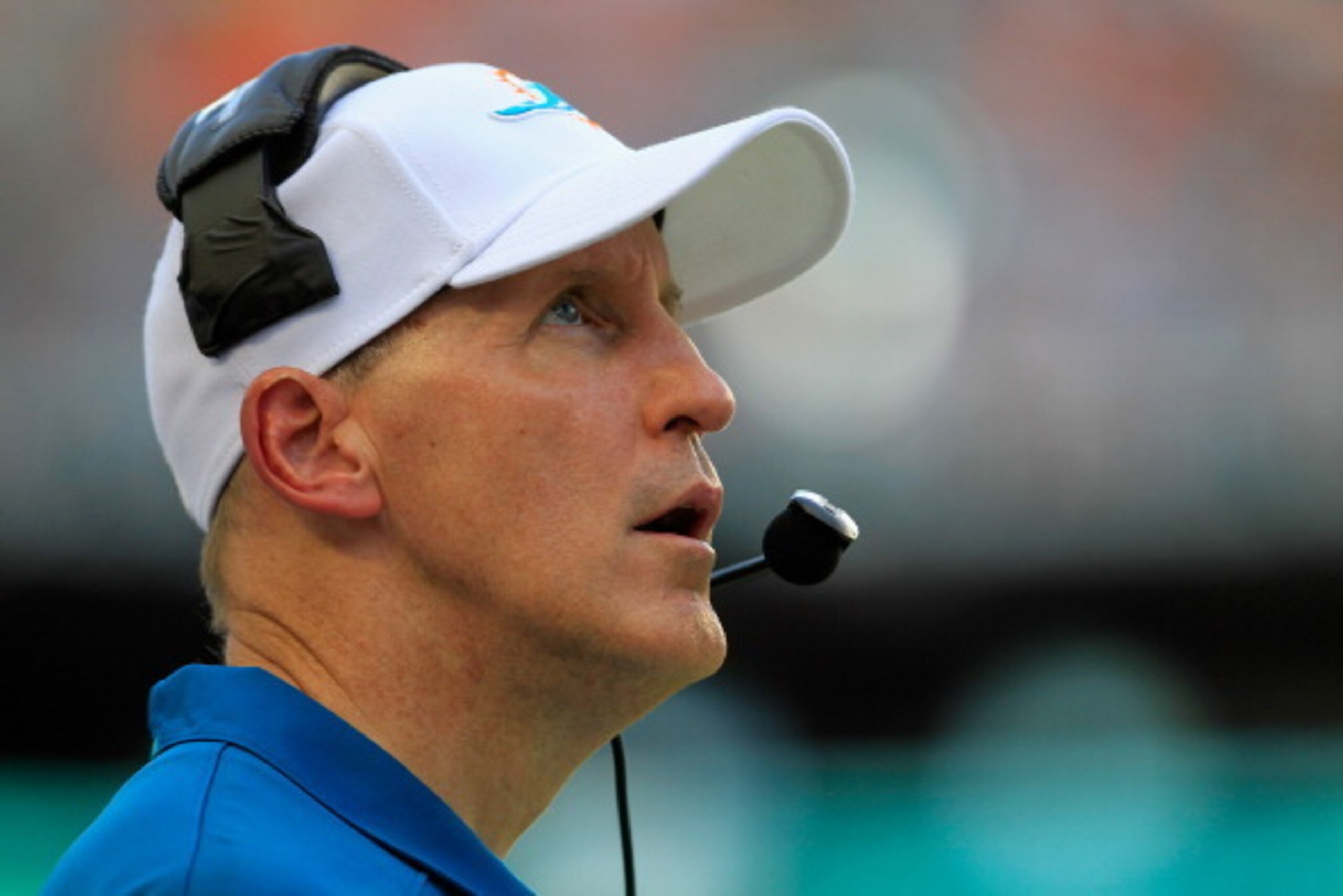 MIAMI GARDENS, FL - NOVEMBER 24: Head coach Joe Philbin of the Miami Dolphins looks on from the sideline against the Carolina Panthers at Sun Life Stadium on November 24, 2013 in Miami Gardens, Florida.  (Photo by Chris Trotman/Getty Images)