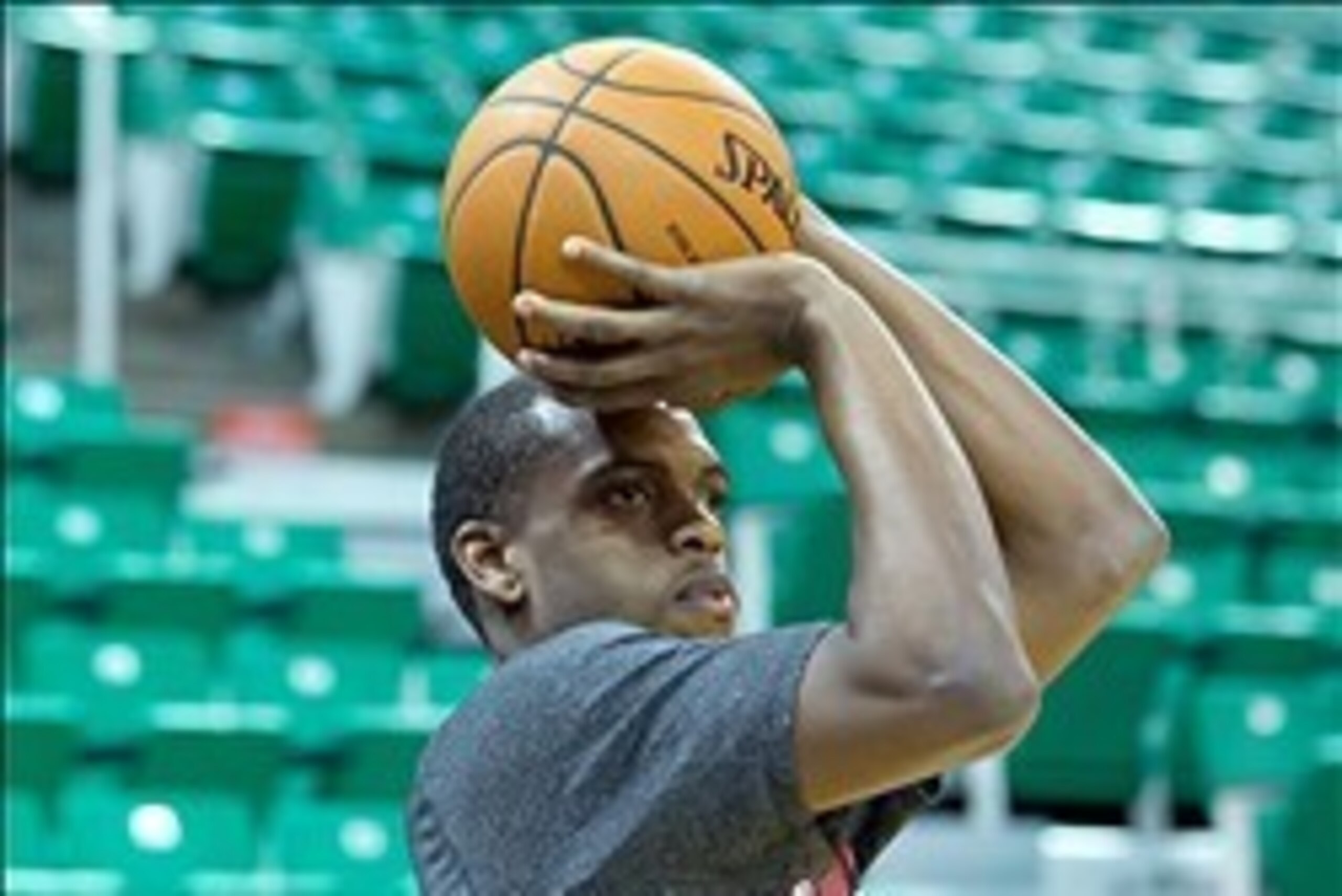 Jan 2, 2014; Salt Lake City, UT, USA; Milwaukee Bucks power forward Khris Middleton (22) warms up prior to a game against the Utah Jazz at EnergySolutions Arena. Mandatory Credit: Russ Isabella-USA TODAY Sports