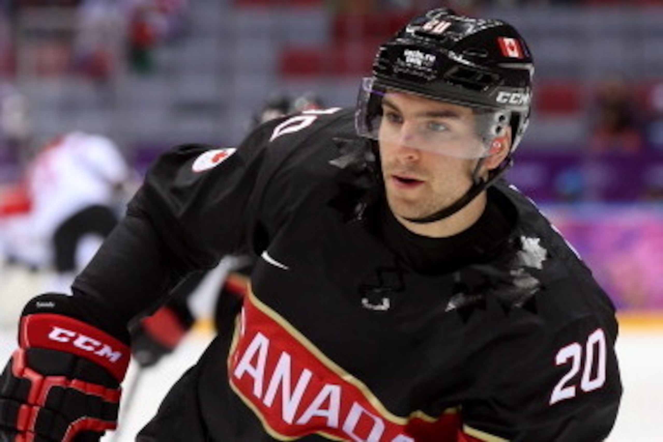 SOCHI, RUSSIA - FEBRUARY 14:  John Tavares #20 of Canada warms up prior to the Men's Ice Hockey Preliminary Round Group B game against Austria on day seven of the Sochi 2014 Winter Olympics at Bolshoy Ice Dome on February 14, 2014 in Sochi, Russia.  (Phot
