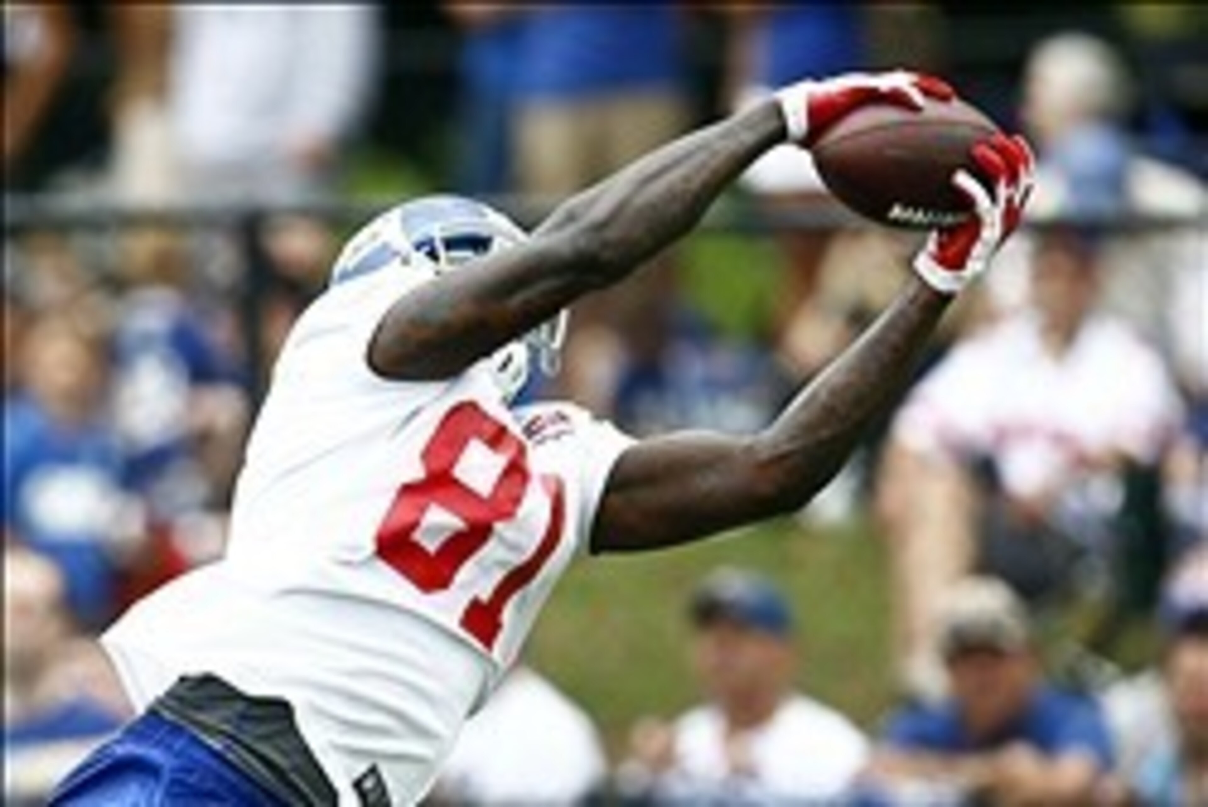 Jul 28, 2012; Albany, NY, USA; New York Giants tight end Adrien Robinson (81) makes a catch during training camp at University Field at SUNY Albany.  Mandatory Credit: Mark L. Baer-USA TODAY Sports