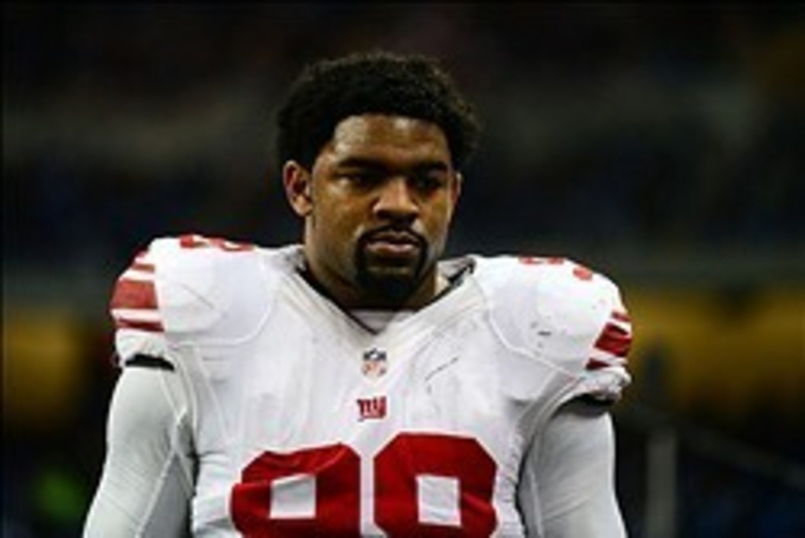 Dec 22, 2013; Detroit, MI, USA; New York Giants defensive end Damontre Moore (98) against the Detroit Lions at Ford Field. Mandatory Credit: Andrew Weber-USA TODAY Sports Dec 22, 2013; Detroit, MI, USA; New York Giants defensive end Damontre Moore (98) against the Detroit Lions at Ford Field. Mandatory Credit: Andrew Weber-USA TODAY Sports