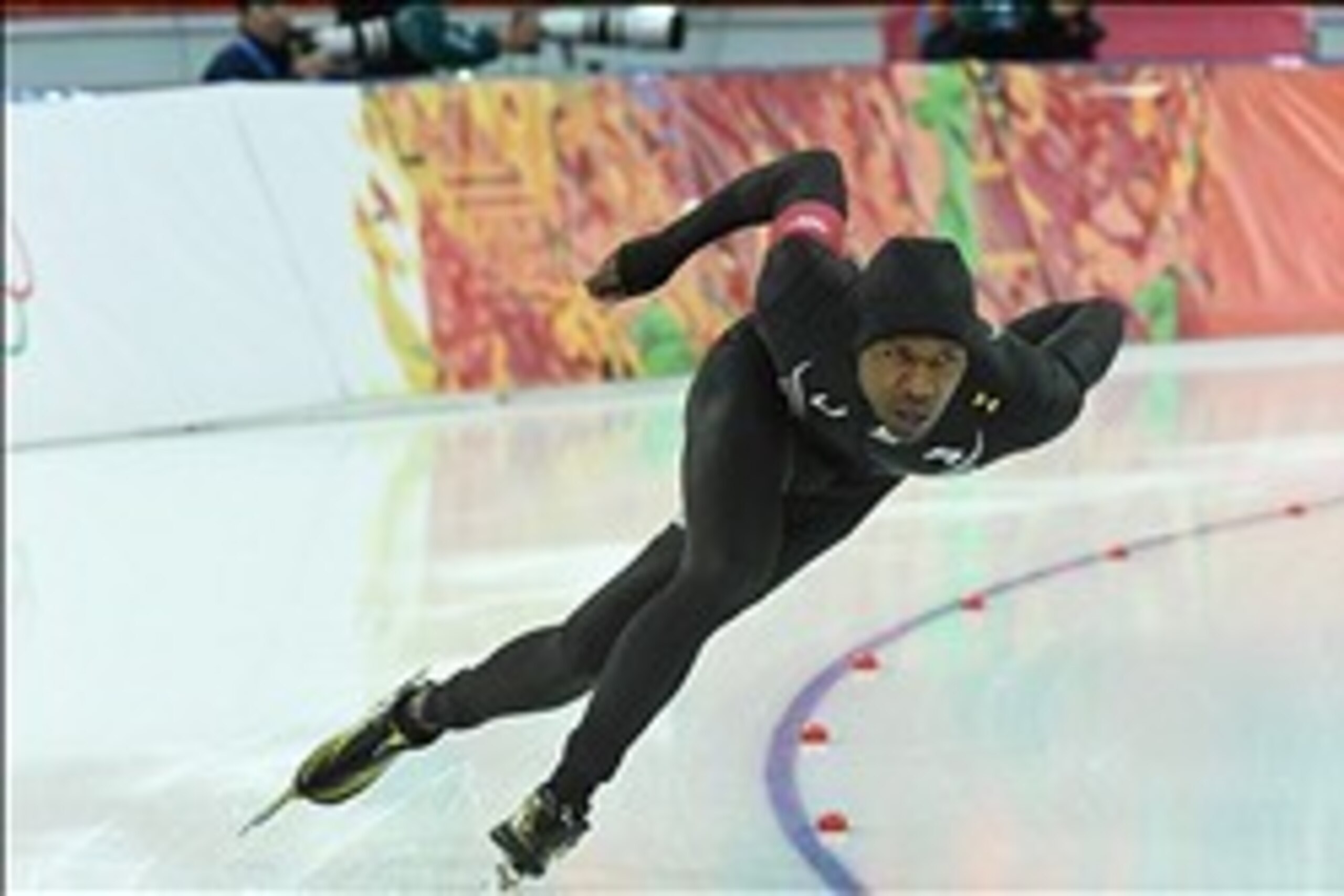 Feb 12, 2014; Sochi, RUSSIA; Shani Davis (USA) during the mens speed skating 1000m at Adler Arena Skating Center during the Sochi 2014 Olympic Winter Games. Mandatory Credit: Robert Hanashiro-USA TODAY Sports