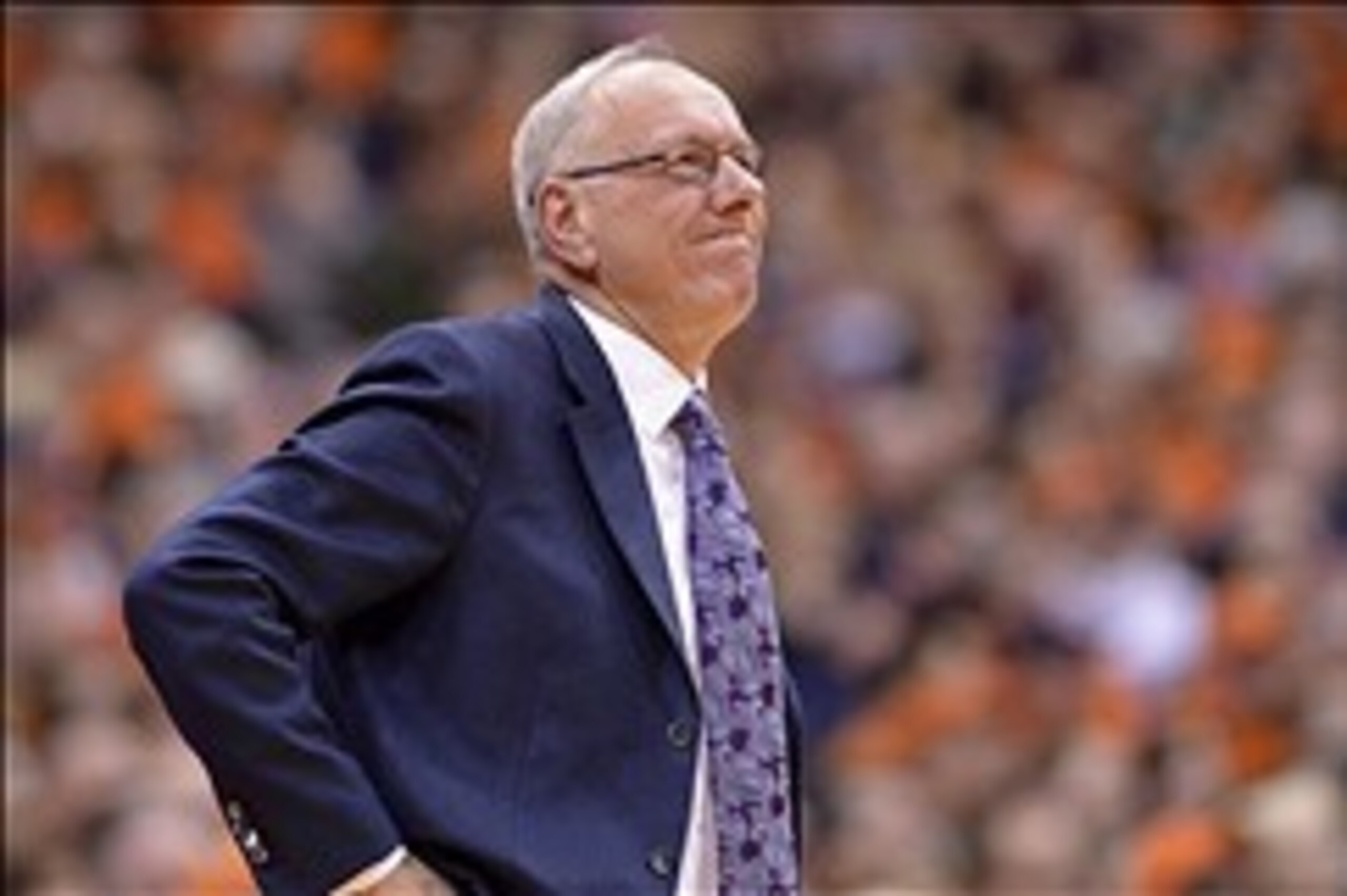 Feb 15, 2014; Syracuse, NY, USA; Syracuse Orange head coach Jim Boeheim reacts to the play on the court during the second half of a game against the North Carolina State Wolfpack at the Carrier Dome. Syracuse won the game 56-55. Mandatory Credit: Mark Kon Feb 15, 2014; Syracuse, NY, USA; Syracuse Orange head coach Jim Boeheim reacts to the play on the court during the second half of a game against the North Carolina State Wolfpack at the Carrier Dome. Syracuse won the game 56-55. Mandatory Credit: Mark Kon