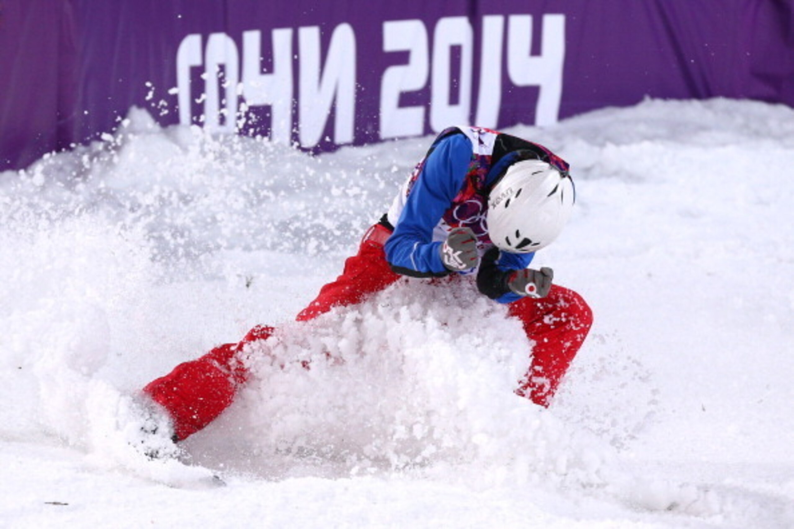 SOCHI, RUSSIA - FEBRUARY 17:  Jia Zongyang of China celebrates in the Freestyle Skiing Men's Aerials Finals on day ten of the 2014 Winter Olympics at Rosa Khutor Extreme Park on February 17, 2014 in Sochi, Russia.  (Photo by Cameron Spencer/Getty Images)