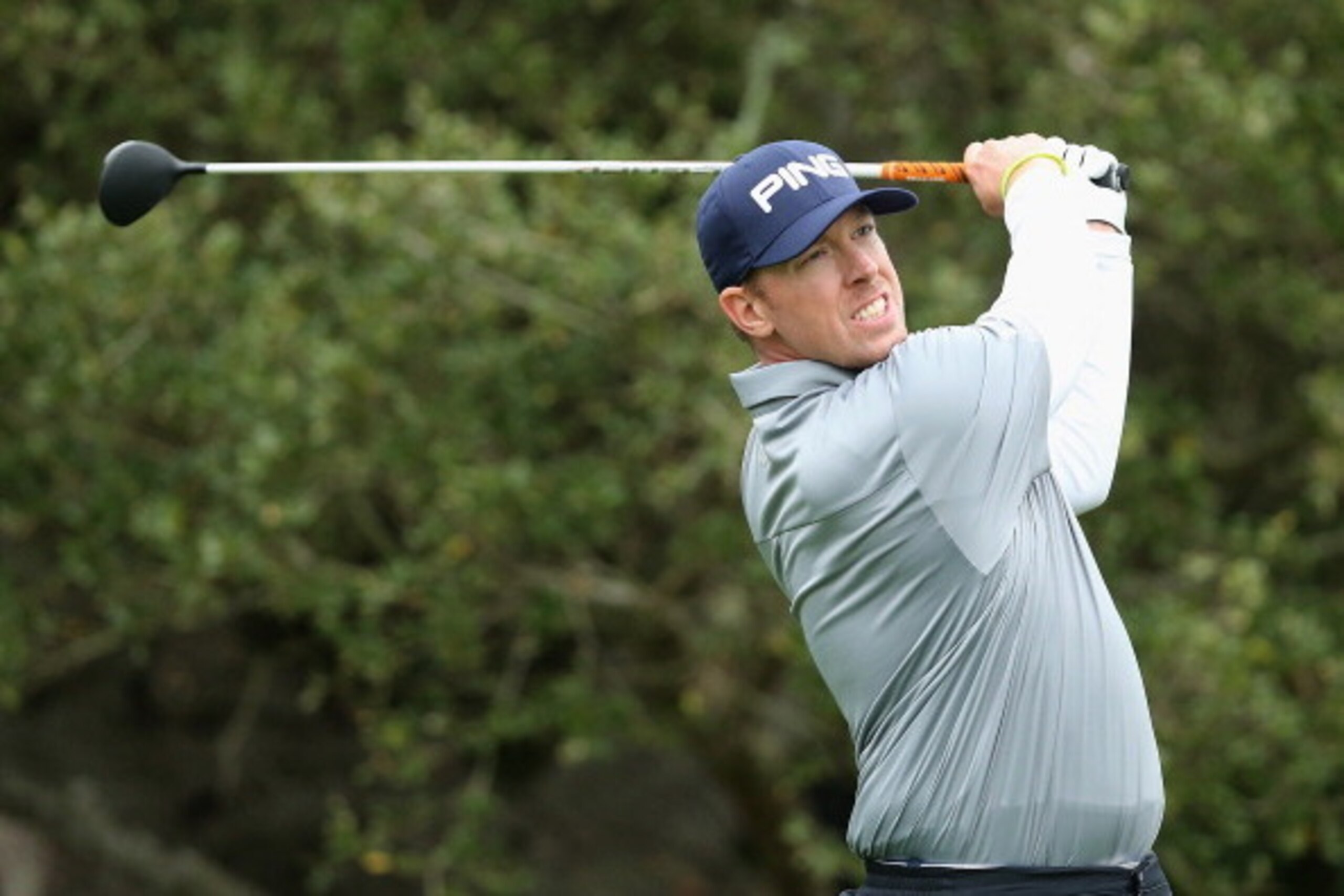PEBBLE BEACH, CA - FEBRUARY 09:  Hunter Mahan hits a tee shot on the 16th hole during the final round of the AT&T Pebble Beach National Pro-Am at the Pebble Beach Golf Links on February 9, 2014 in Pebble Beach, California.  (Photo by Christian Petersen/Ge