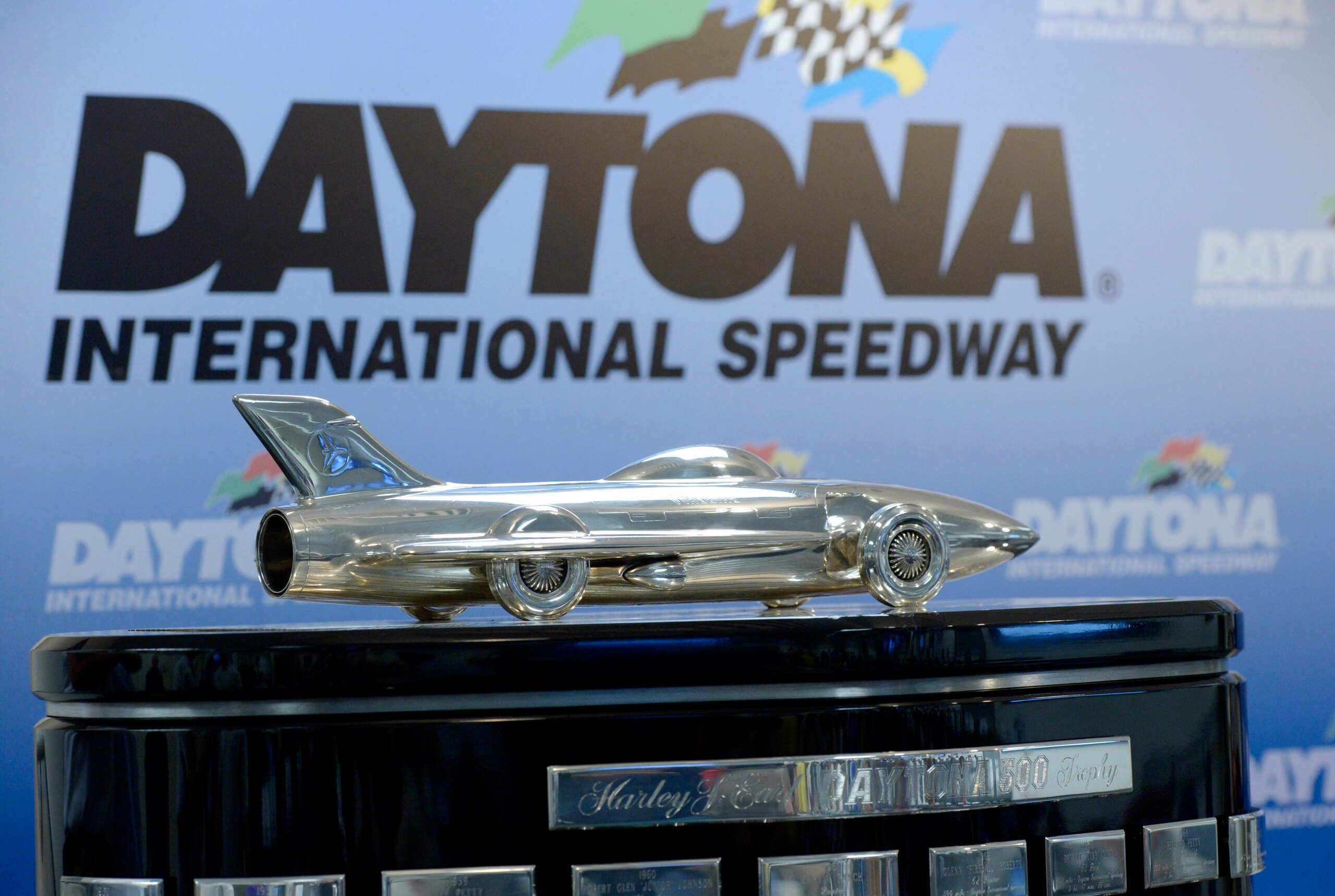 Feb 24, 2013; Daytona Beach, FL, USA; A detailed view of the Harley J. Earl Trophy to be awarded to the winner of the 2013 Daytona 500 before the race at Daytona International Speedway. Mandatory Credit: John David Mercer-USA TODAY Sports