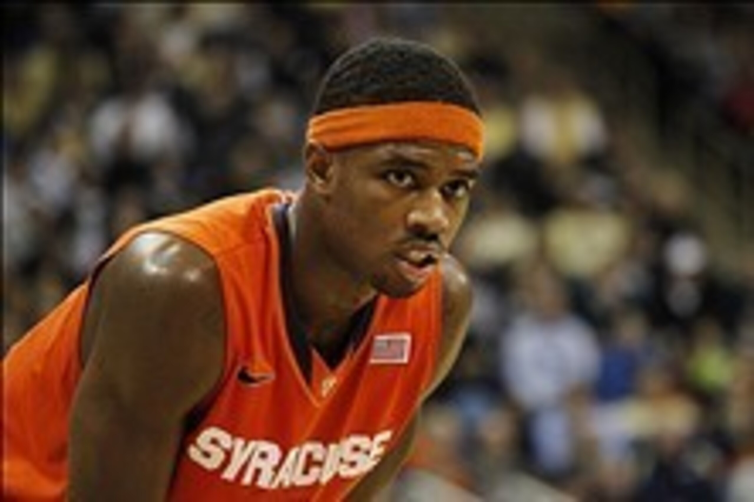 Feb 12, 2014; Pittsburgh, PA, USA; Syracuse Orange forward C.J. Fair (5) looks on as the Pittsburgh Panthers shoot a free throw during the second half  at the Petersen Events Center. Syracuse won 58-56. Mandatory Credit: Charles LeClaire-USA TODAY Sports
