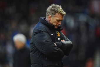 STOKE ON TRENT, ENGLAND - FEBRUARY 01:  David Moyes of Manchester United shows his dissapointment as his side lose the Barclays premier League match between Stoke City and Manchester United at Britannia Stadium on February 1, 2014 in Stoke on Trent, Engla