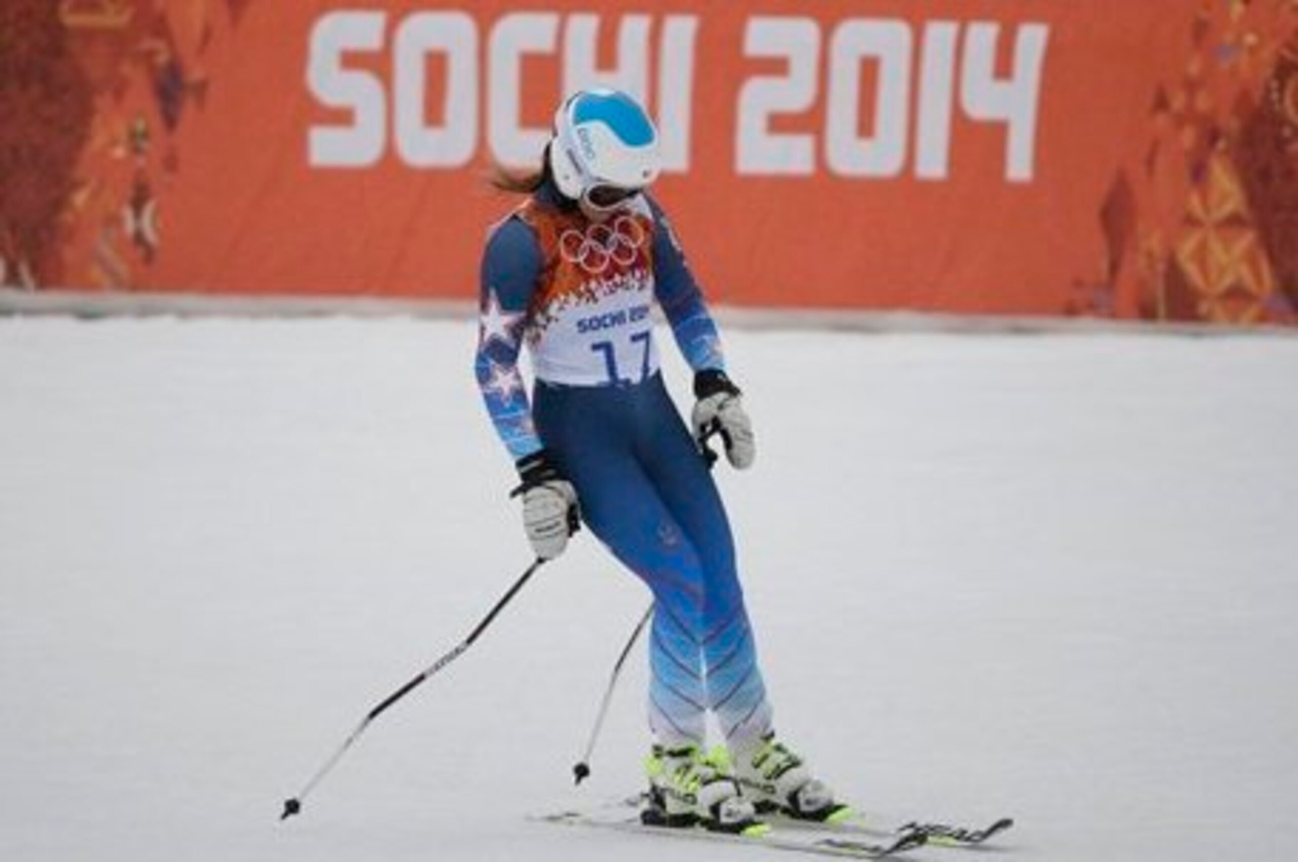 Four-time Olympic medalist Julia Mancuso failed to finish her first run