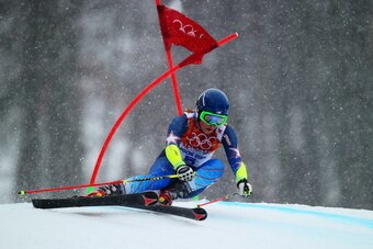 SOCHI, RUSSIA - FEBRUARY 18:  Mikaela Shiffrin of the United States makes a run during the Alpine Skiing Women's Giant Slalom on day 11 of the Sochi 2014 Winter Olympics at Rosa Khutor Alpine Center on February 18, 2014 in Sochi, Russia.  (Photo by Clive 